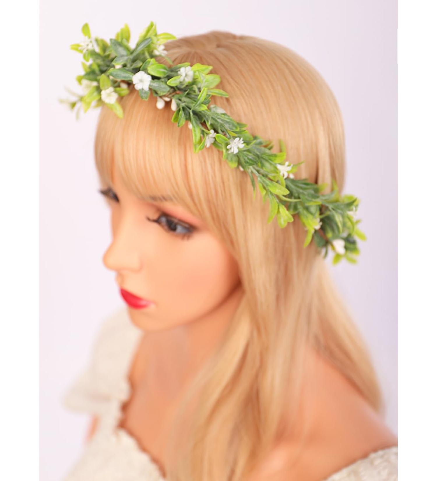 Buy Wiwpar Boho Flower Headband - Green Leaf Fairy Wreath Hairpiece for Weddings Costumes & Christmas - Buy Online on SooperMarket.com