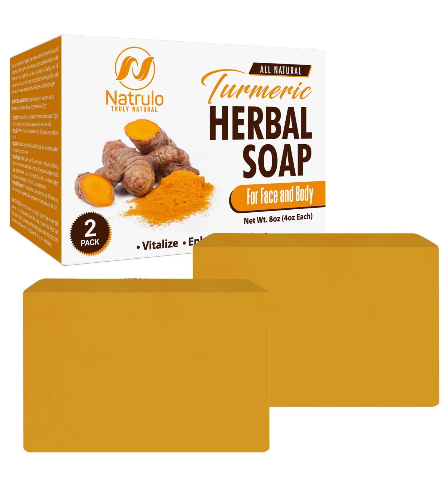 All-Natural Turmeric Soap Bar for Face & Body - Reduces Acne Brightens Scars - 4 oz Made in USA - 2 Pack - Buy Online on SooperMarket.com