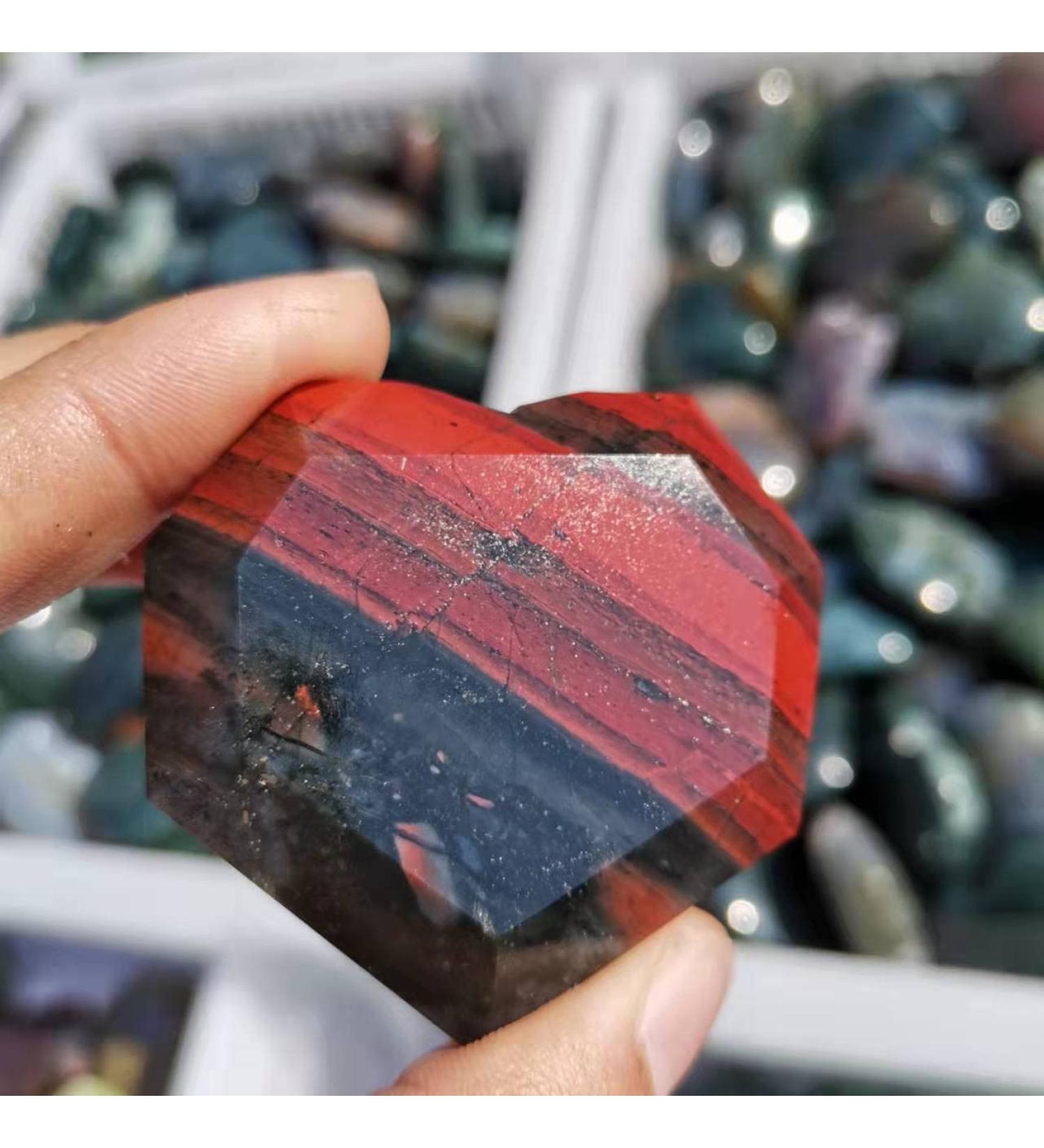 Crystal Rough Natural Blood Stone Heart Shaped African Blood Stone Carved Crystal Heart - Buy Online on SooperMarket.com