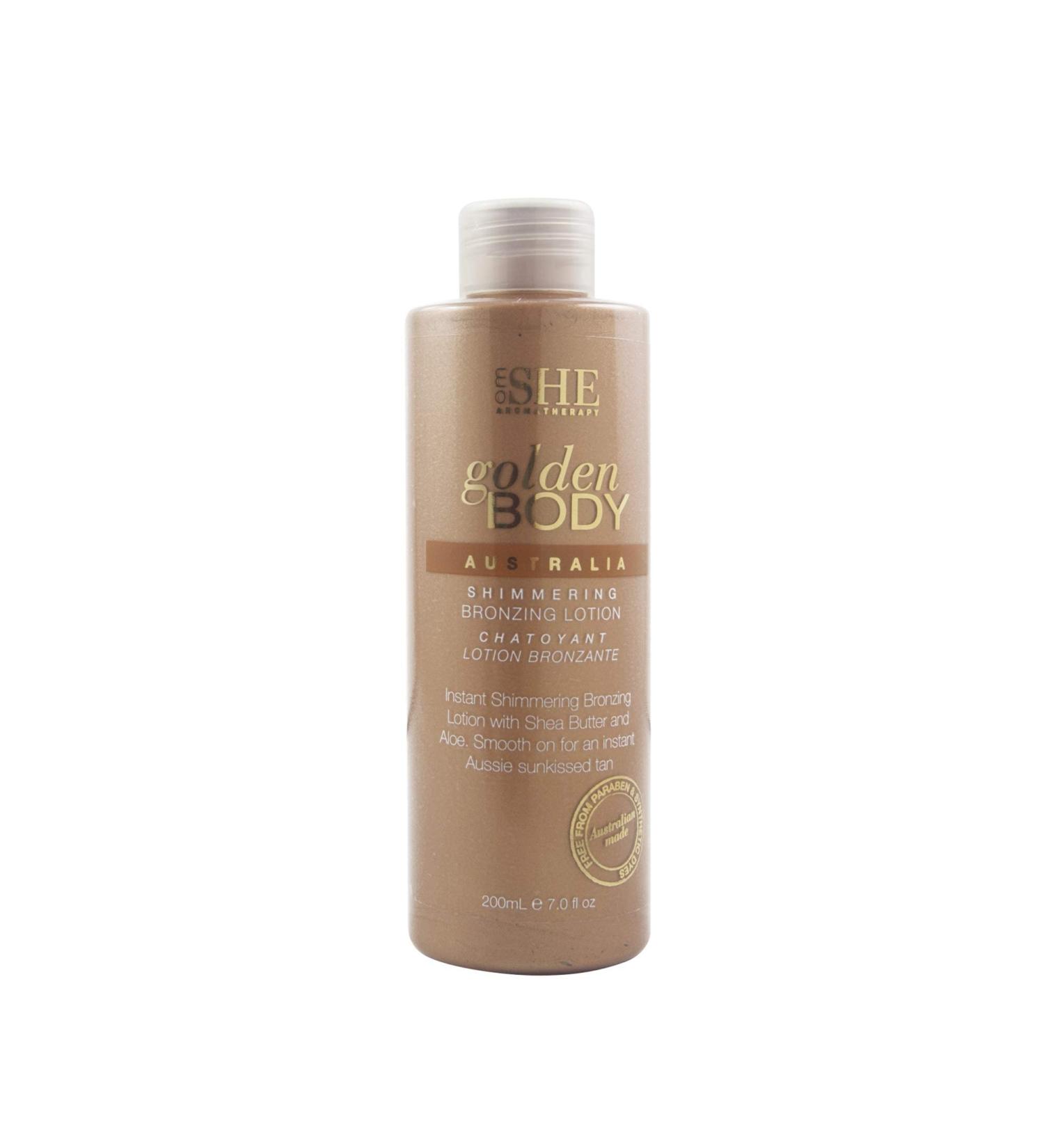 Om SHE Aromatherapy Golden Body Shimmering Bronzing Lotion