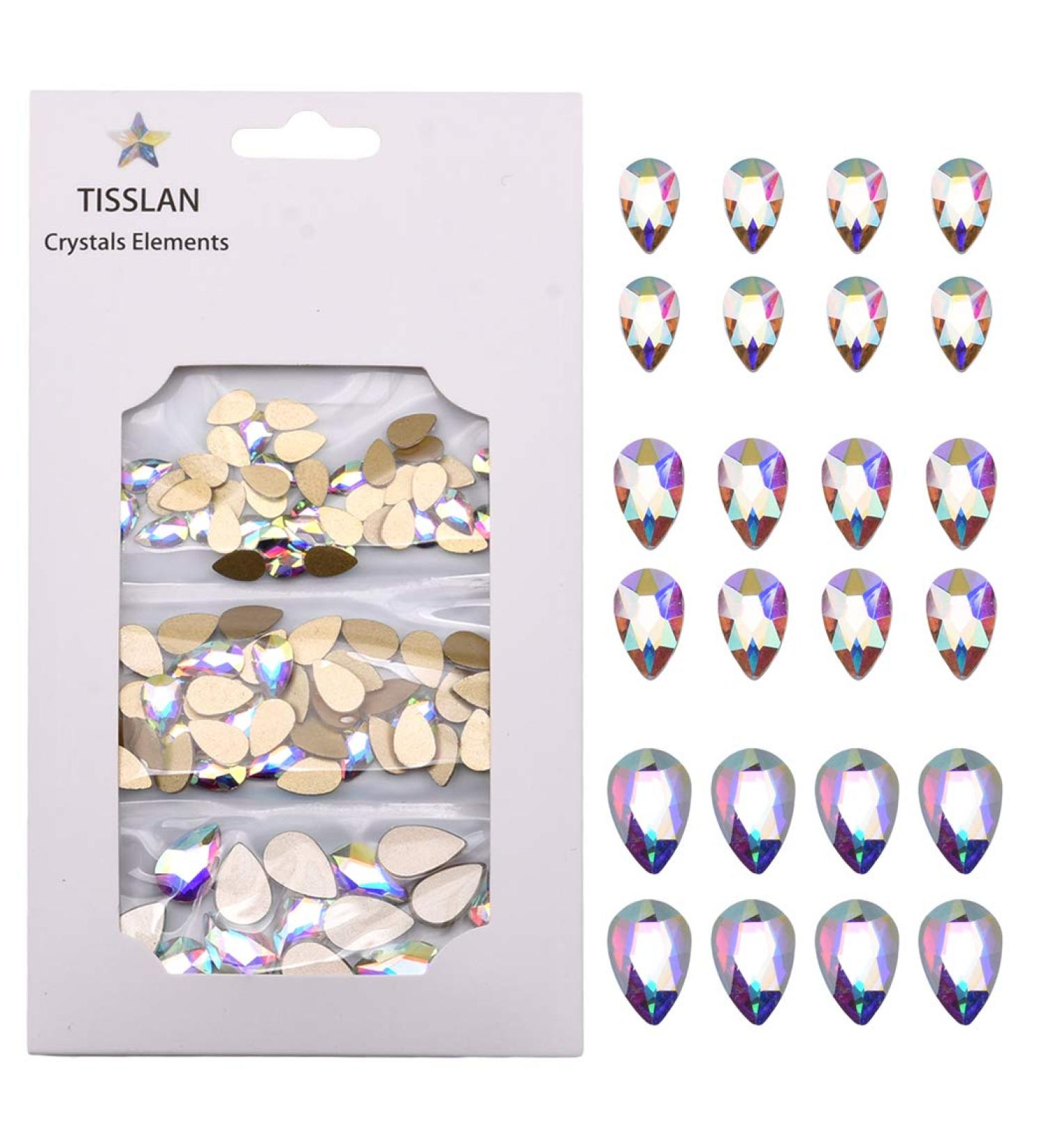 Tisslan 100pcs Crystal AB Foiled Pear Shape Flatback Rhinestone Set for Nail Art Decorations - DIY Supplies - Buy Online on SooperMarket.com