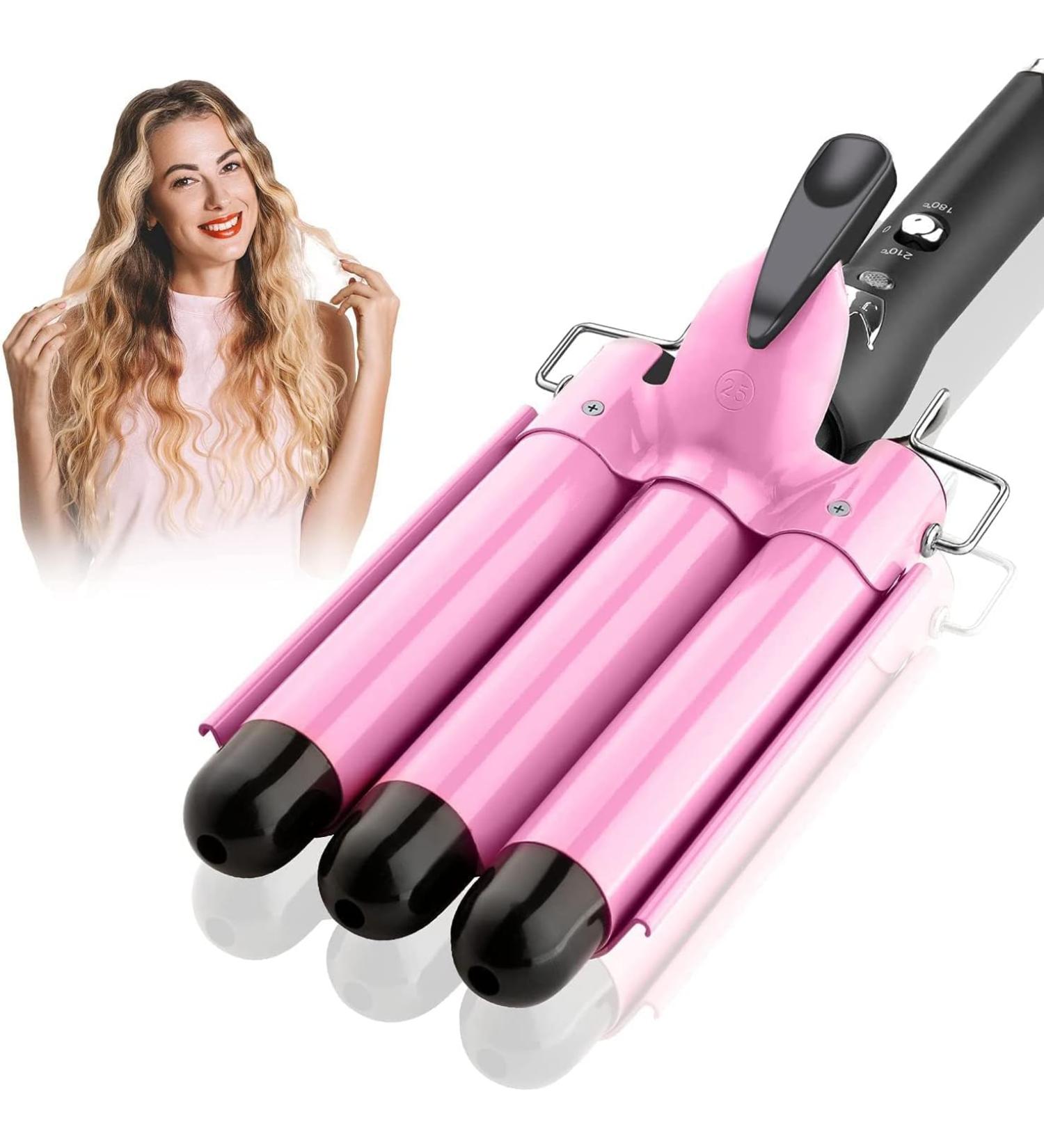 3 Barrel Curling Iron Hair Crimper: Aleath Dual Voltage Three Barrels Hair Waver - 1 inch Curler Wand 1 inch Red - Buy Online on SooperMarket.com