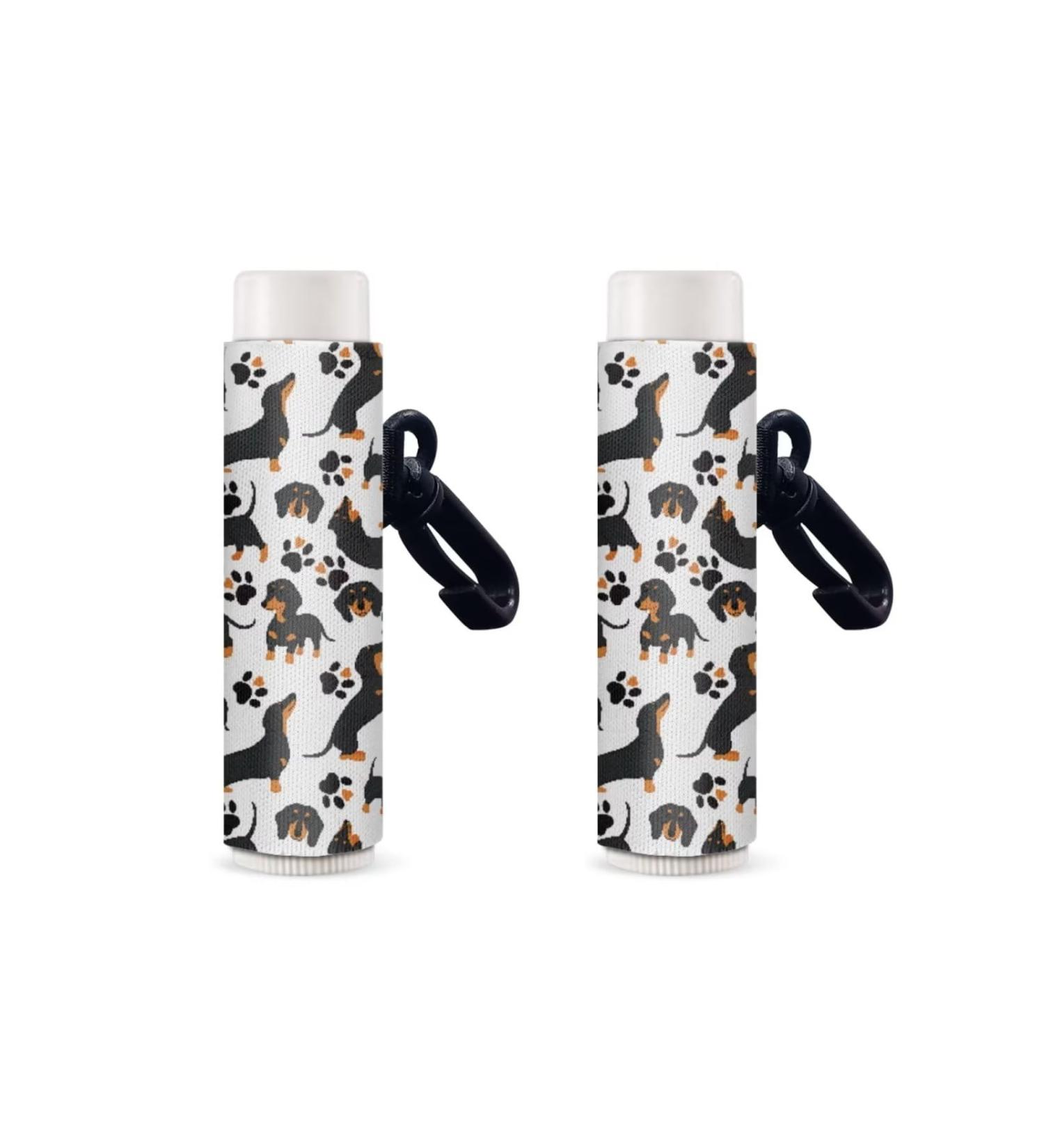 Dachshund Cartoon Keychain Chapstick Holder - 2 Pack Lip Balm & Lipstick Case for Women | Unique & Stylish - Buy Online on SooperMarket.com