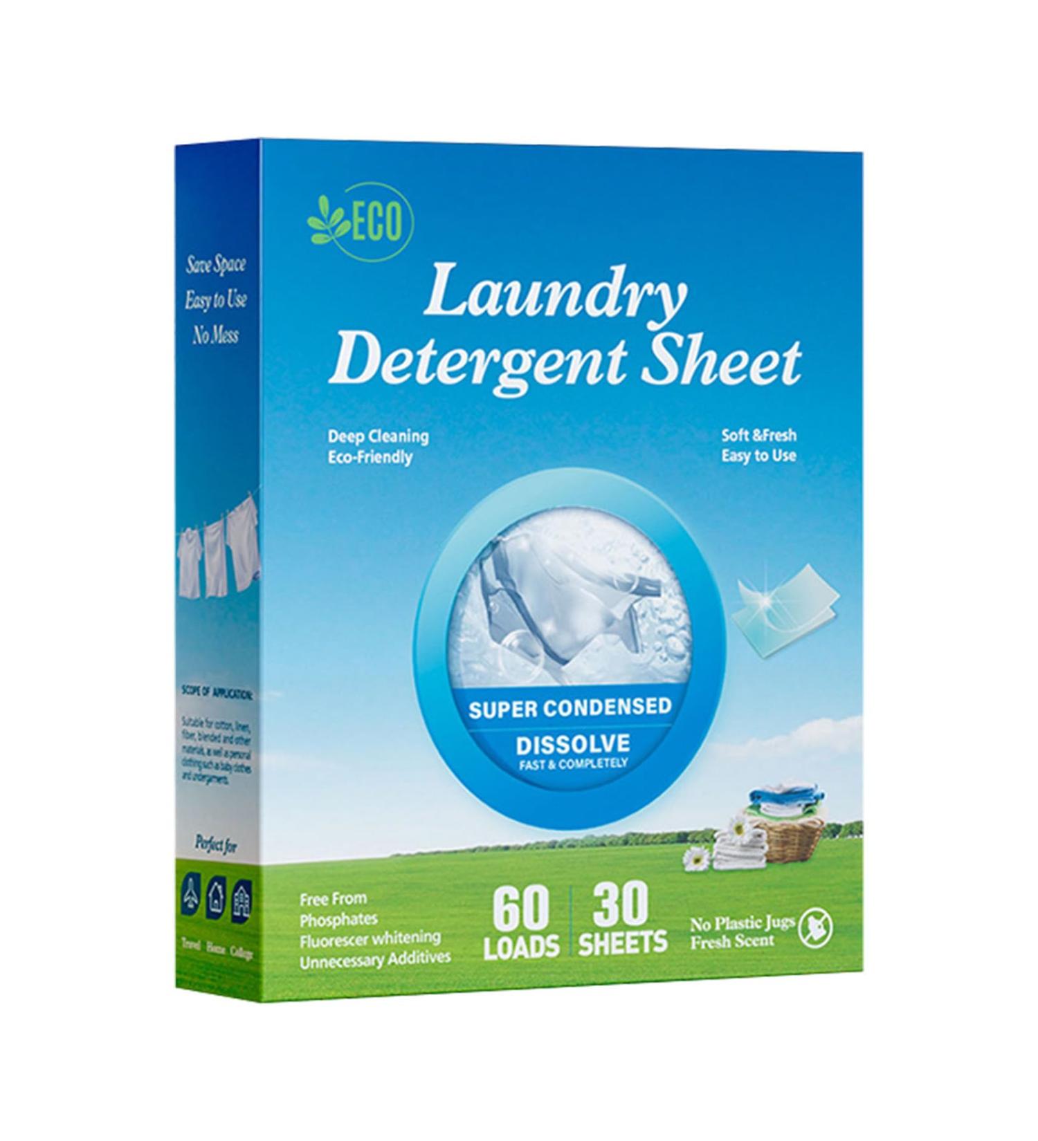 acime Sheet Laundry Detergent | Natural Washer Detergent Sheets with Scent - Multifunctional Household Cleaning Supplies Portable Liquid Less Sheets for Clothing Cotton Fabric - Buy Online on SooperMarket.com