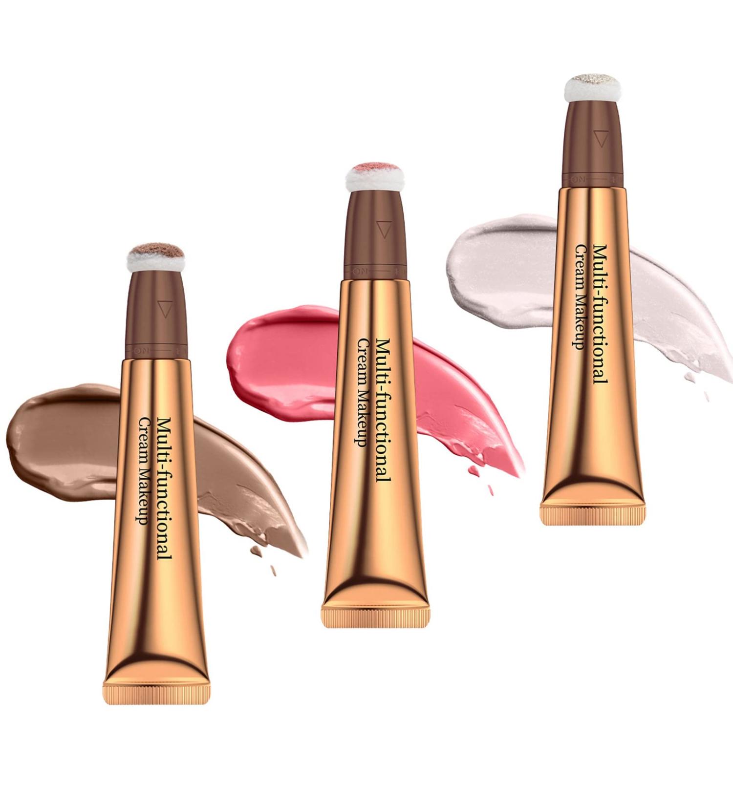 Ofanyia Liquid Highlighters & Blush Contour Set - Medium Contour Pink Blush & Pearl White Highlight | 3-Piece Makeup Set for Flawless Skin - Buy Online on SooperMarket.com