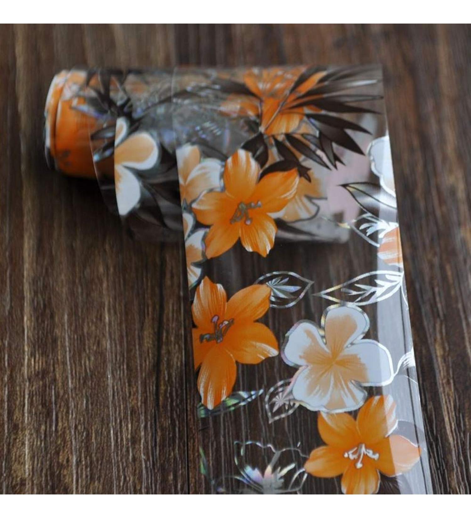 Nail art - nail foil - transfer foil - colorful/silver/transparent - flowers - 1400-YC439