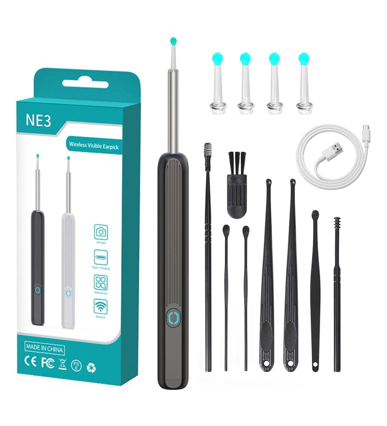 NE3 Wireless Smart Visual Ear Cleaner Otoscope Ear Wax Removal Tool Kit Sticks Endoscope Camera - Buy Online on SooperMarket.com