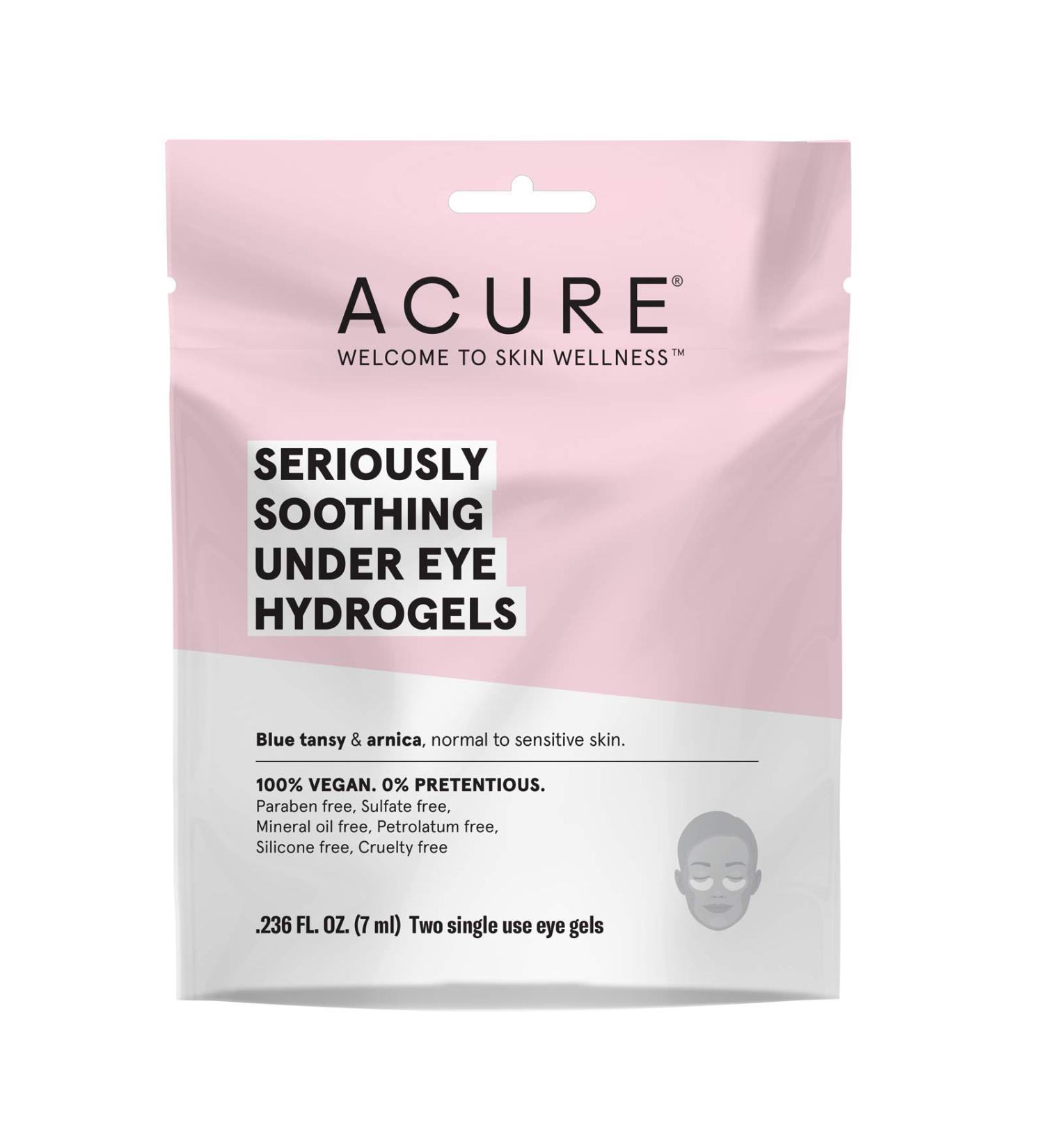 Acure Seriously Soothing Under Eye Hydrogels - Vegan, Soothes Dark Circles, Blue Tansy & Arnica | 0.24 Fl Oz (Pack of 1) - Buy Online on SooperMarket.com