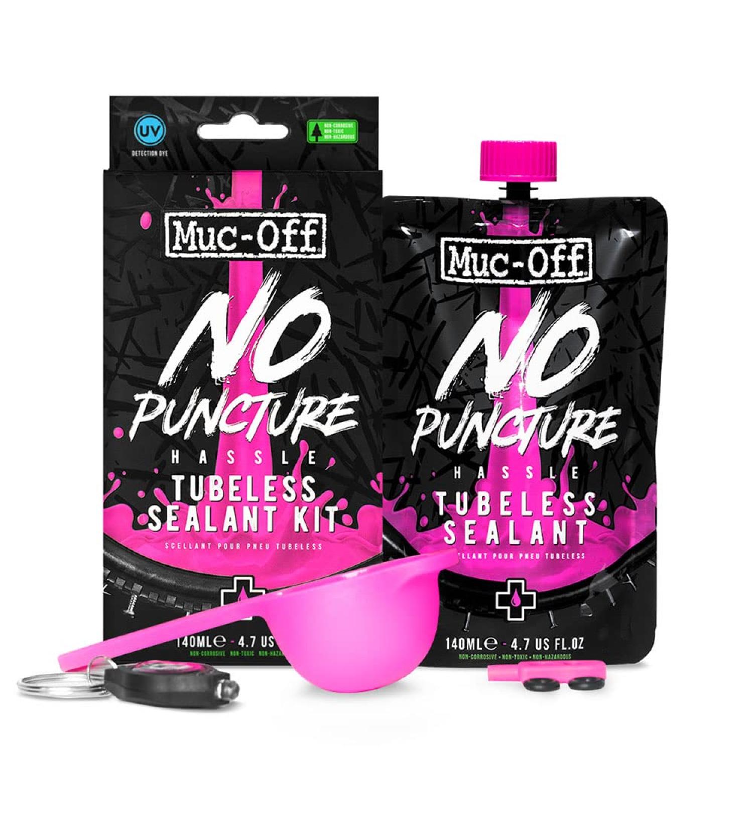 Muc-Off No Puncture Hassle Tubeless Sealant Kit - Advanced Bicycle Tyre Sealant with UV Tracer Dye - Seals Tears & Holes Up to 6mm - Buy Online on SooperMarket.com