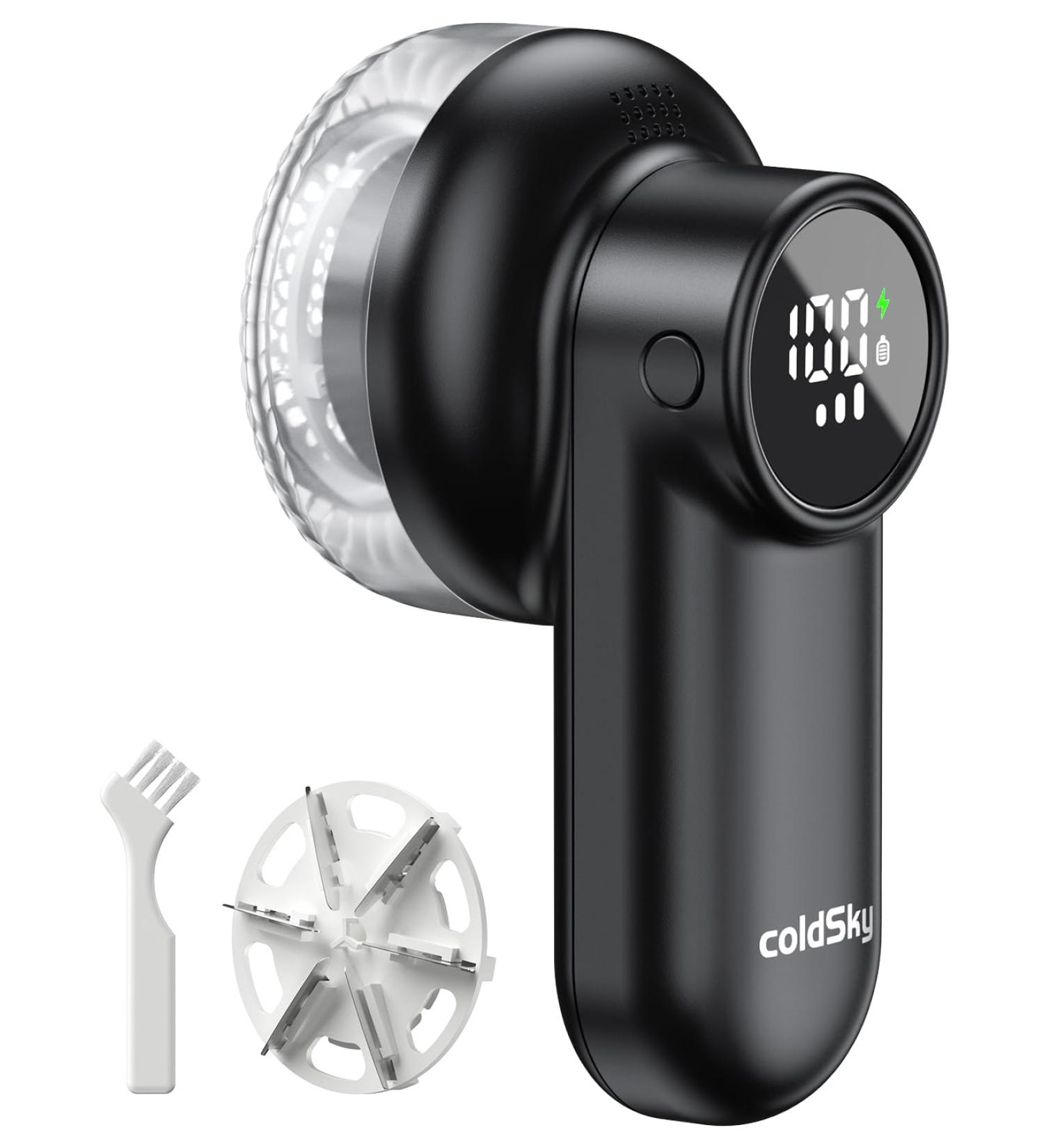 Rechargeable Fabric Shaver with Digital Display - 6-Leaf Lint Remover & Defuzzer for Clothes Sofa & Blankets - 3-Speed Safety Lock - Black - Buy Online on SooperMarket.com