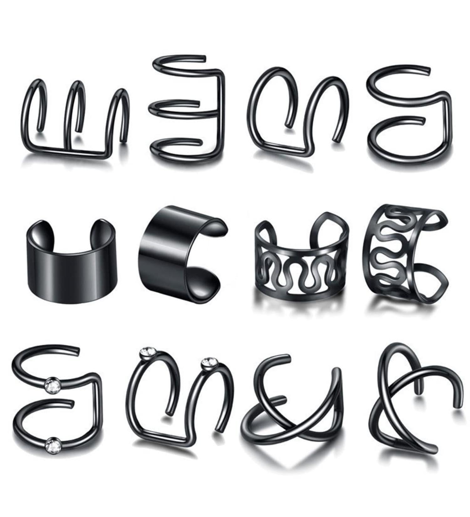 Diarypiece 12 Pcs Retro Advanced Sense Ear Bone Clip Without Pierced Metal Ear Cuff Jewelry Metal alloy - Buy Online on SooperMarket.com