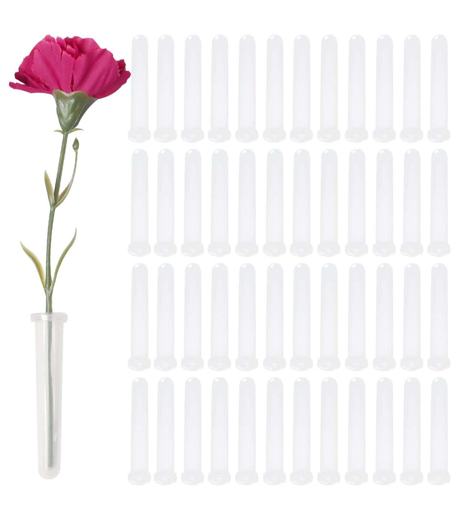 Anjmd 50pcs Floral Water Tubes with Silicone Cap - Ideal for Bouquets and Floral Arrangements (4.3inch) - Buy Online on SooperMarket.com