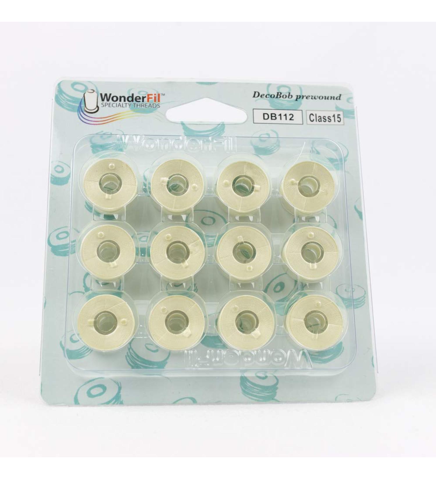 WonderFil, Specialty Threads, DecoBob, Pre-Wound Bobbins, Class 15 - Antique White
