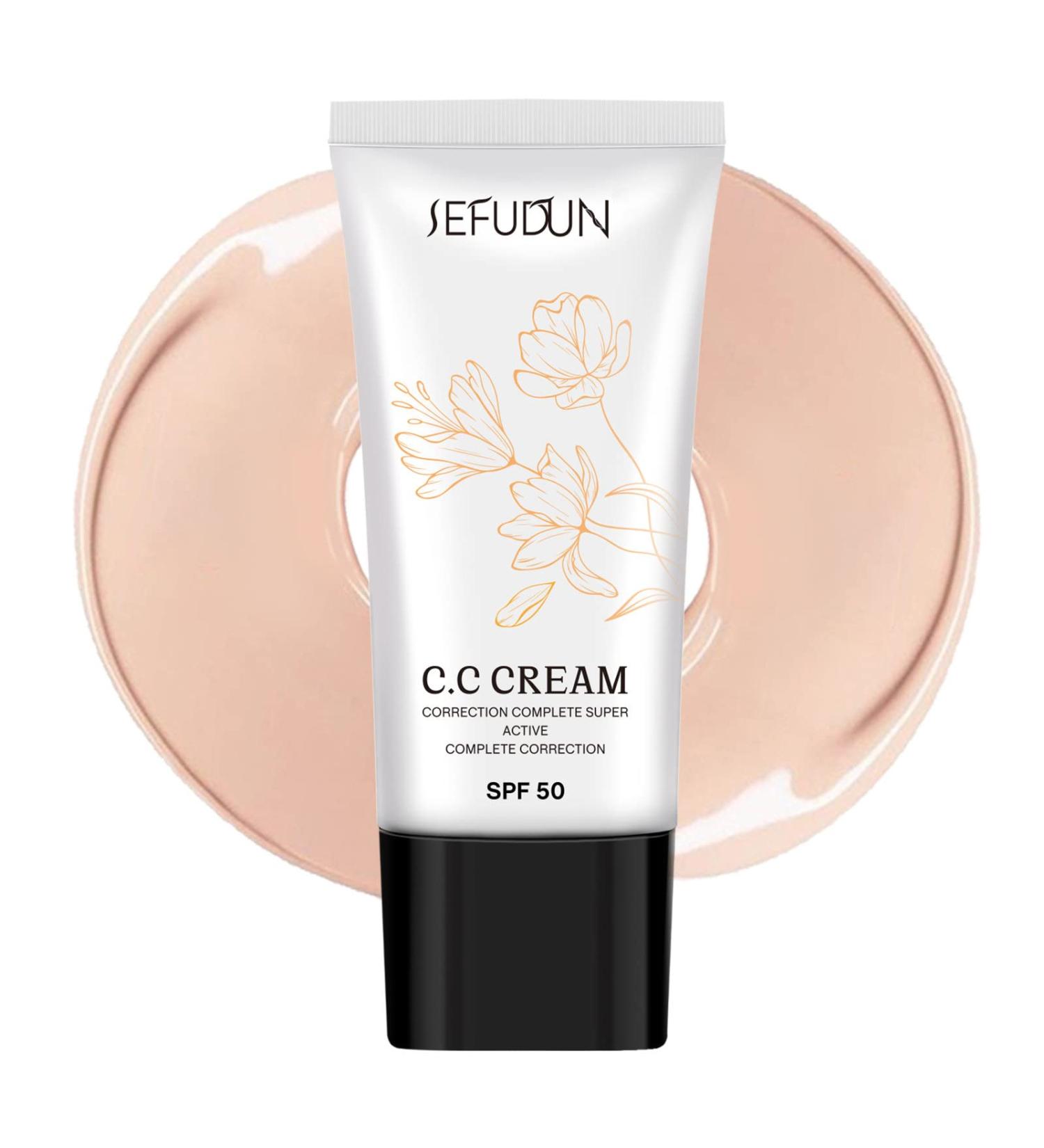 Buy CC Cream | Skin Tone Adjusting SPF 50 Face Sunscreen & Concealer for Mature Skin - Full Coverage Moisturizer & Makeup Primer - Buy Online on SooperMarket.com