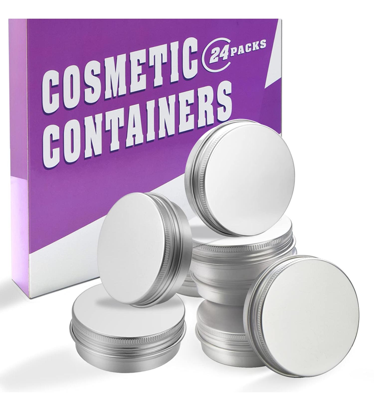2 oz Aluminum Balm Tins 24 Pack - Screw Thread Lid for Pill Storage, Lip Balm, Cosmetic, Candles - Tin Cans for Salve and Spices - Buy Online on SooperMarket.com