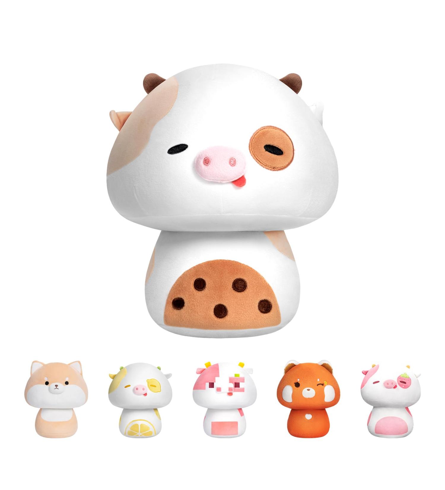 Mewaii 14'' Cow Mushroom Plushie Toy - Cuddly Milk Tea Cow Stuffed Animal for Kids | Soft and Squishy 14 Inch Plush - Buy Online on SooperMarket.com