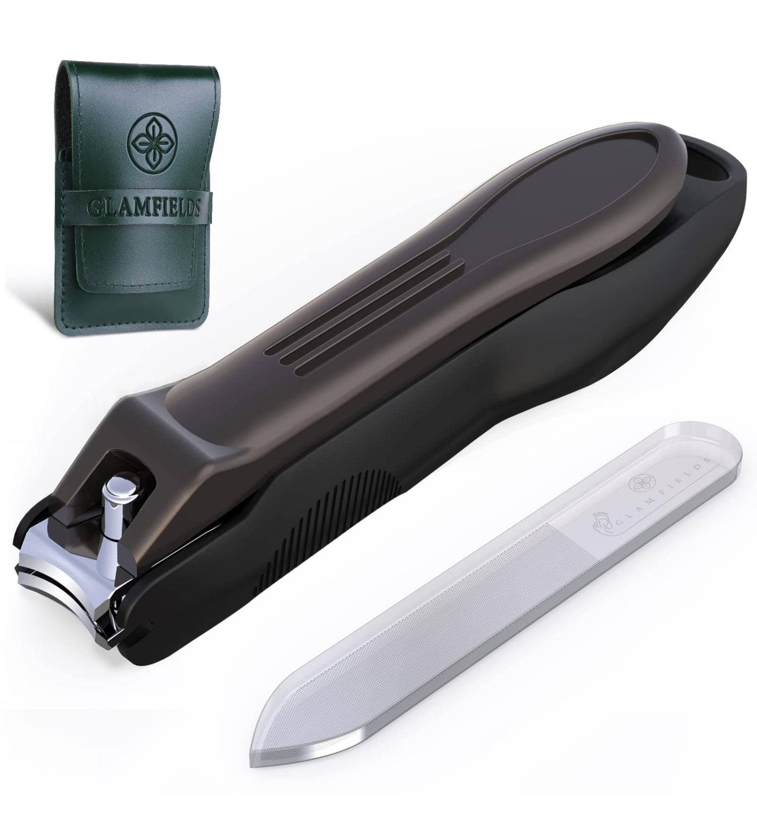 GLAMFIELDS Nail Clipper Set - Stainless Steel Fingernail & Toenail Clippers with Catcher, Easy Clean, Includes Nano Glass File - Perfect for Men, Women & Seniors - Buy Online on SooperMarket.com