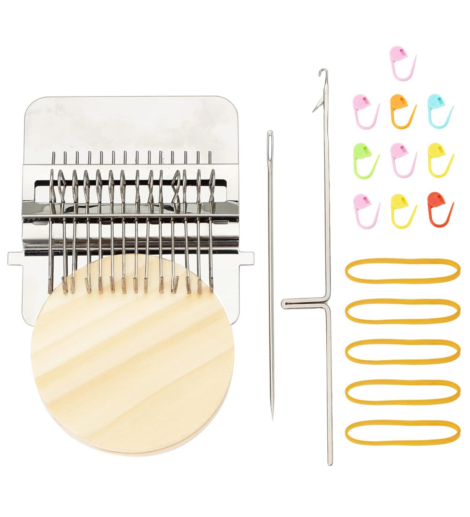 Wooden Darning Loom Tool - 14 Hooks Weaving Frame for Beginners - Hand Craft Repair for Jeans, Socks, Clothes - Buy Online on SooperMarket.com