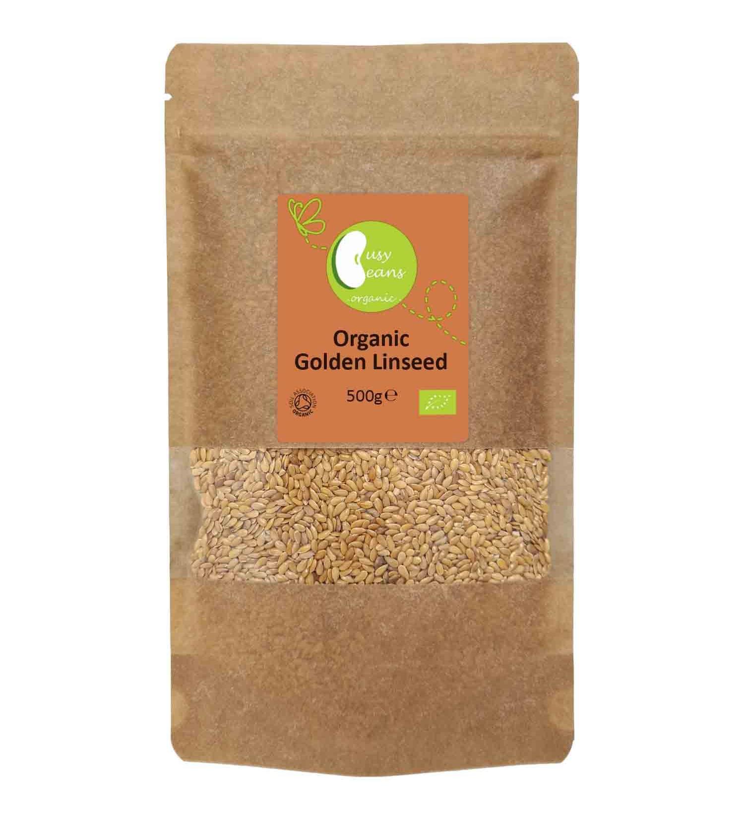 Organic Golden Linseed (Flaxseed) -Certified Organic- by Busy Beans Organic (500g) - Buy Online on SooperMarket.com