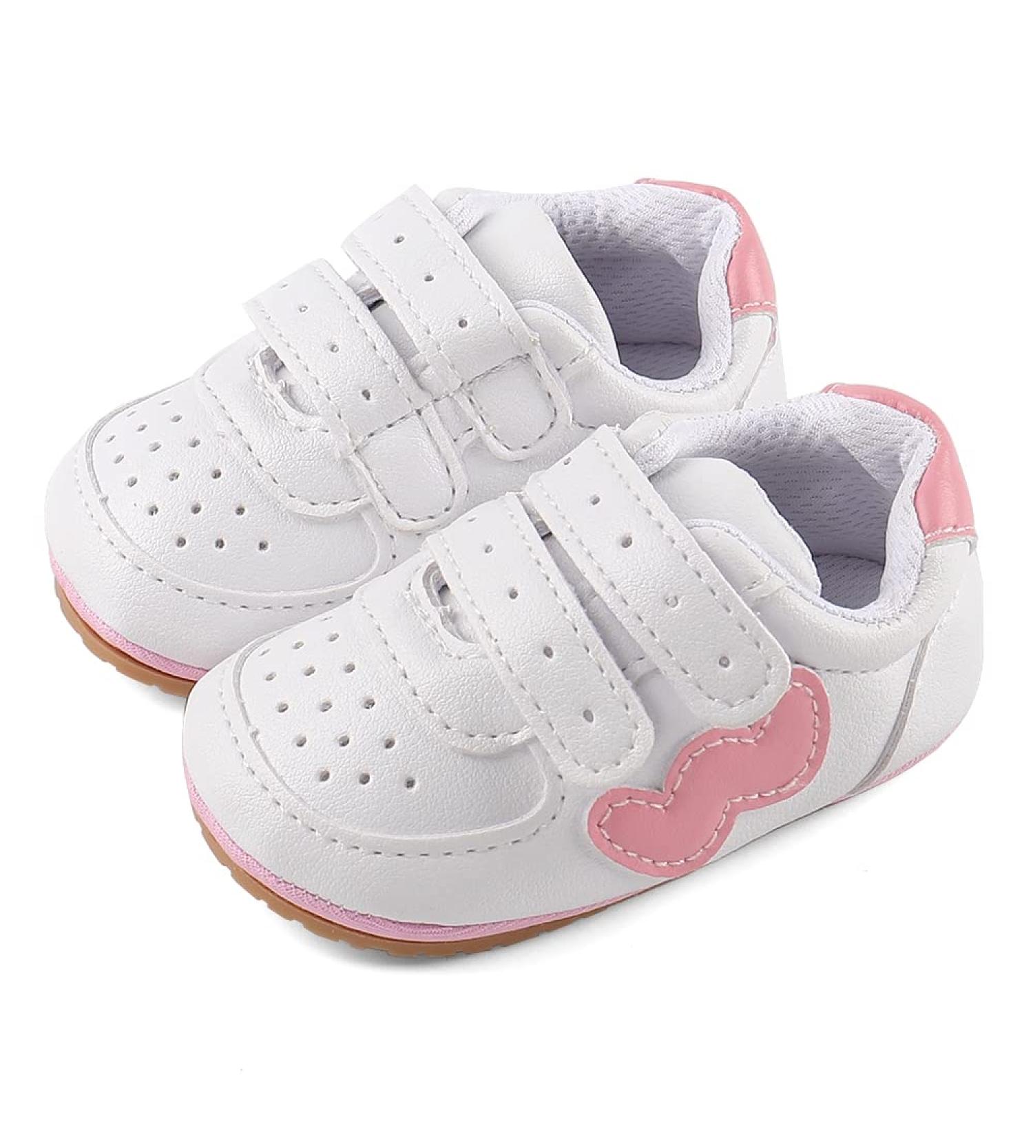 Cheerful Mario Baby First Walking Shoes - Soft PU Leather Anti-Slip Sole (3-6 Months, Pink) - Buy Online on SooperMarket.com