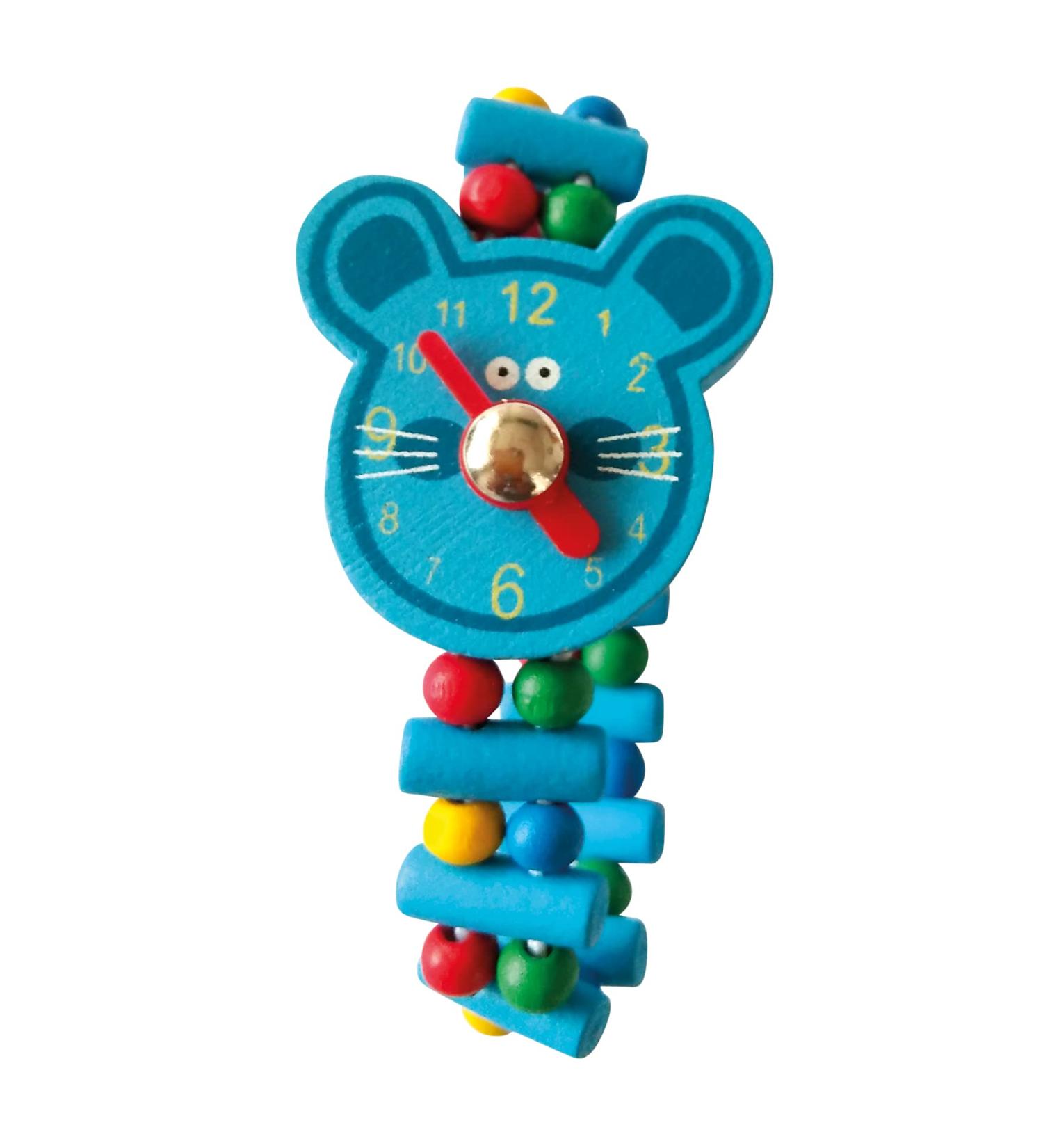 Bino Holzhr Maus toy clock for children from 3 years children's toys (clock multifunctional teaching clock for preschoolers has a lot of fun learning the time funny design) multi -colored