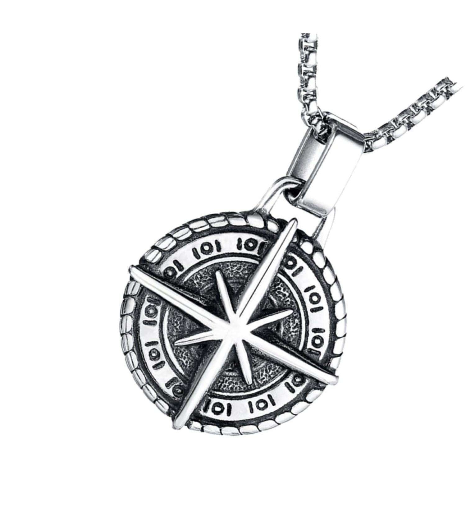 CHILDWEET 1pc Compass Necklace Mens Necklace Mens Pendants Vintage Star Necklace Man Stainless Steel Jewelry - Buy Online on SooperMarket.com