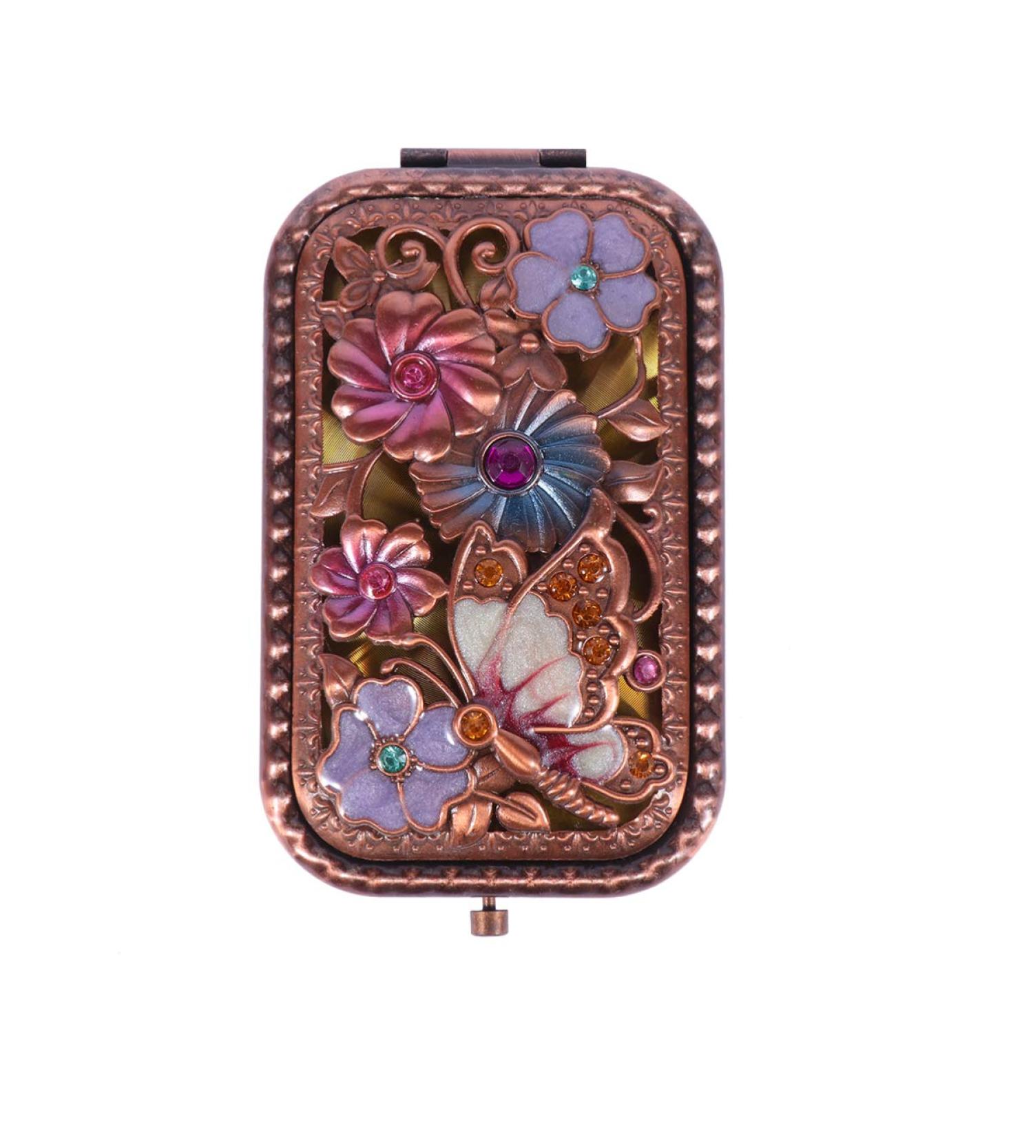 LEORX Antique Butterfly Compact Mirror for Women - Foldable Double Sided Metal Makeup Mirror - Buy Online on SooperMarket.com