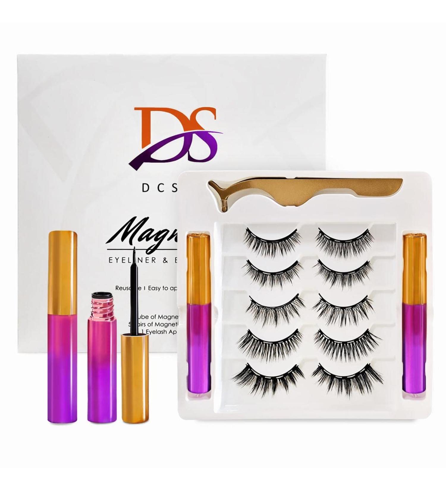 Magnetic Eyelashes with Eyeliner Kit - 5 Reusable Natural Looking Lashes - No Glue Needed - Buy Online on SooperMarket.com