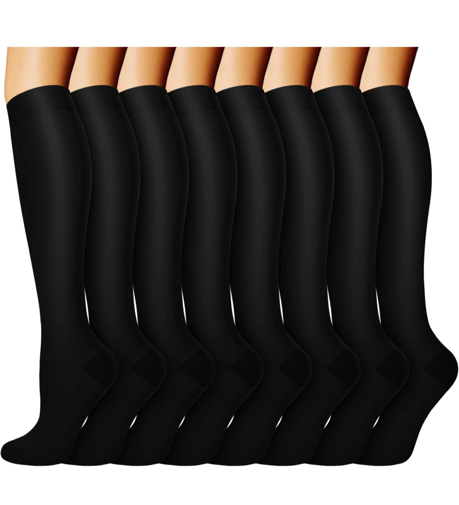 ACTINPUT Compression Socks 8 Pairs 15-20mmHg for Women & Men - Nurse Medical Running Support - Black Large/X-Large - Buy Online on SooperMarket.com