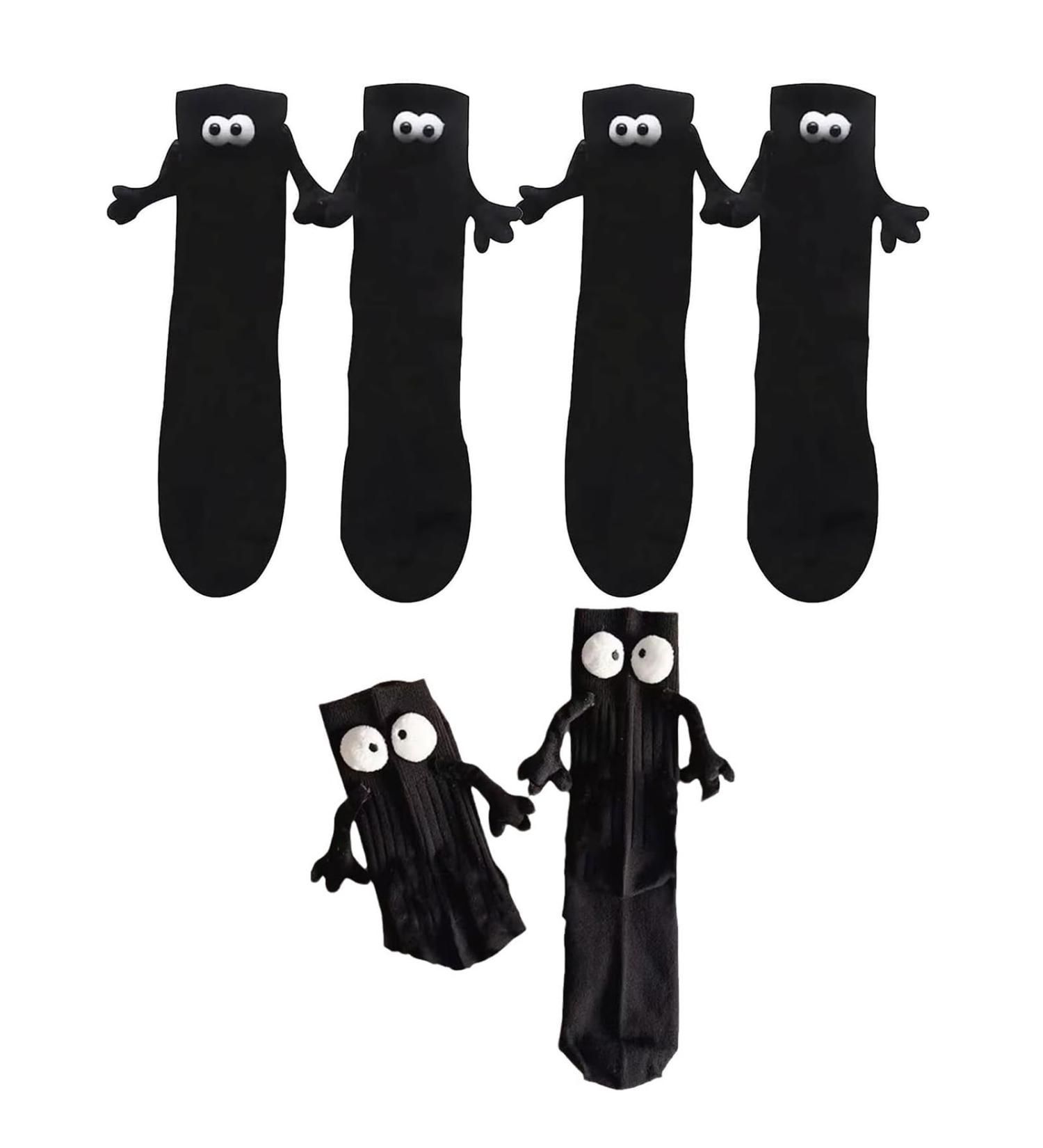 Magnetic Suction 3D Couple Socks - Funny Hand Holding Socks for Men & Women - 3 Pairs Black - Buy Online on SooperMarket.com