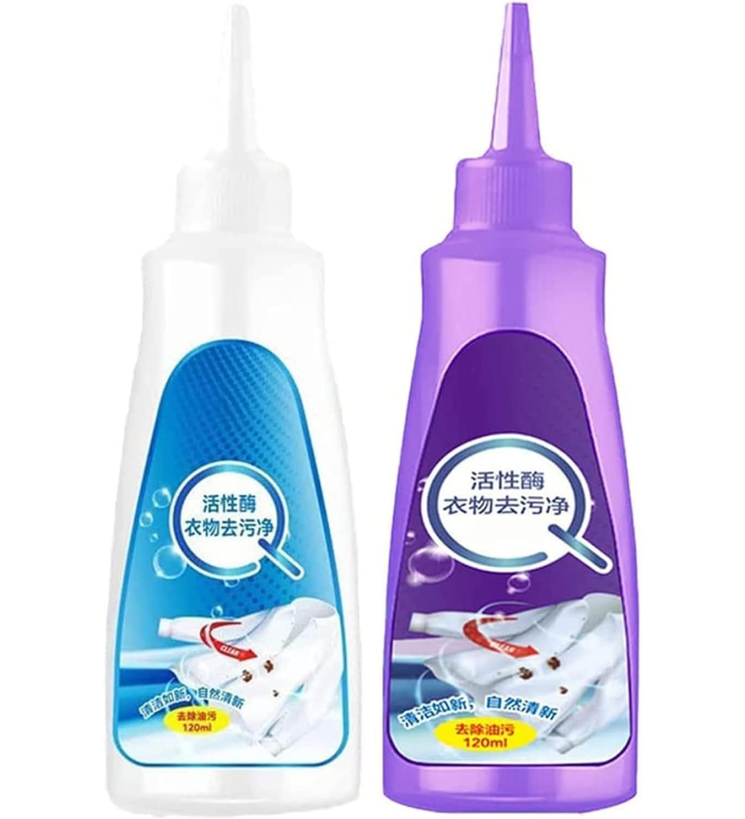 2PC Enzyme Laundry Stain Remover - Fast & Effective Stain Cleaning Solution for Clothing | Purple Bottle - Buy Online on SooperMarket.com