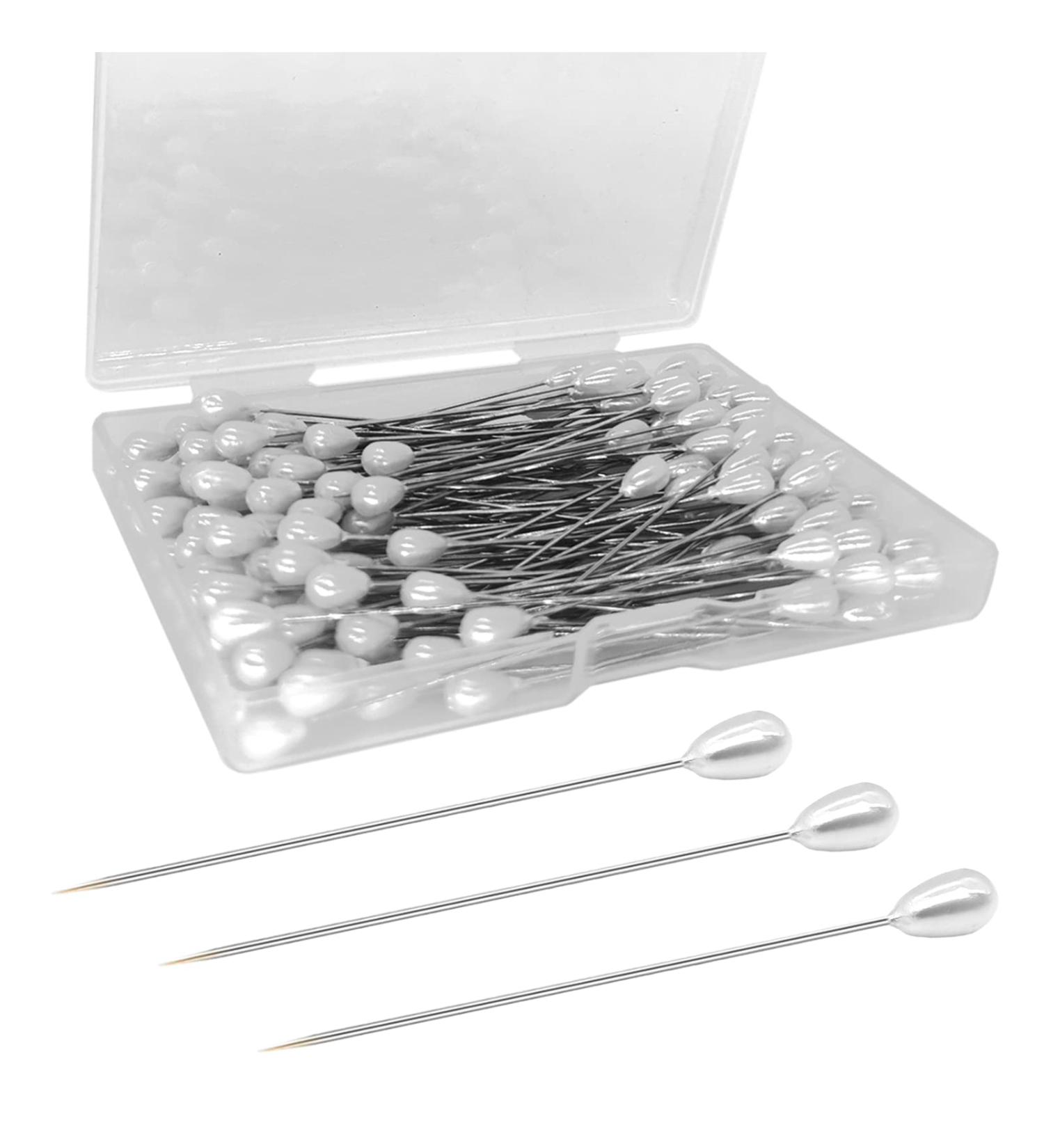 200PCS Teardrop Pearl Corsage Pins | 2 Wedding Bouquet Straight Sewing Pins for Jewelry & DIY Decoration - White - Buy Online on SooperMarket.com