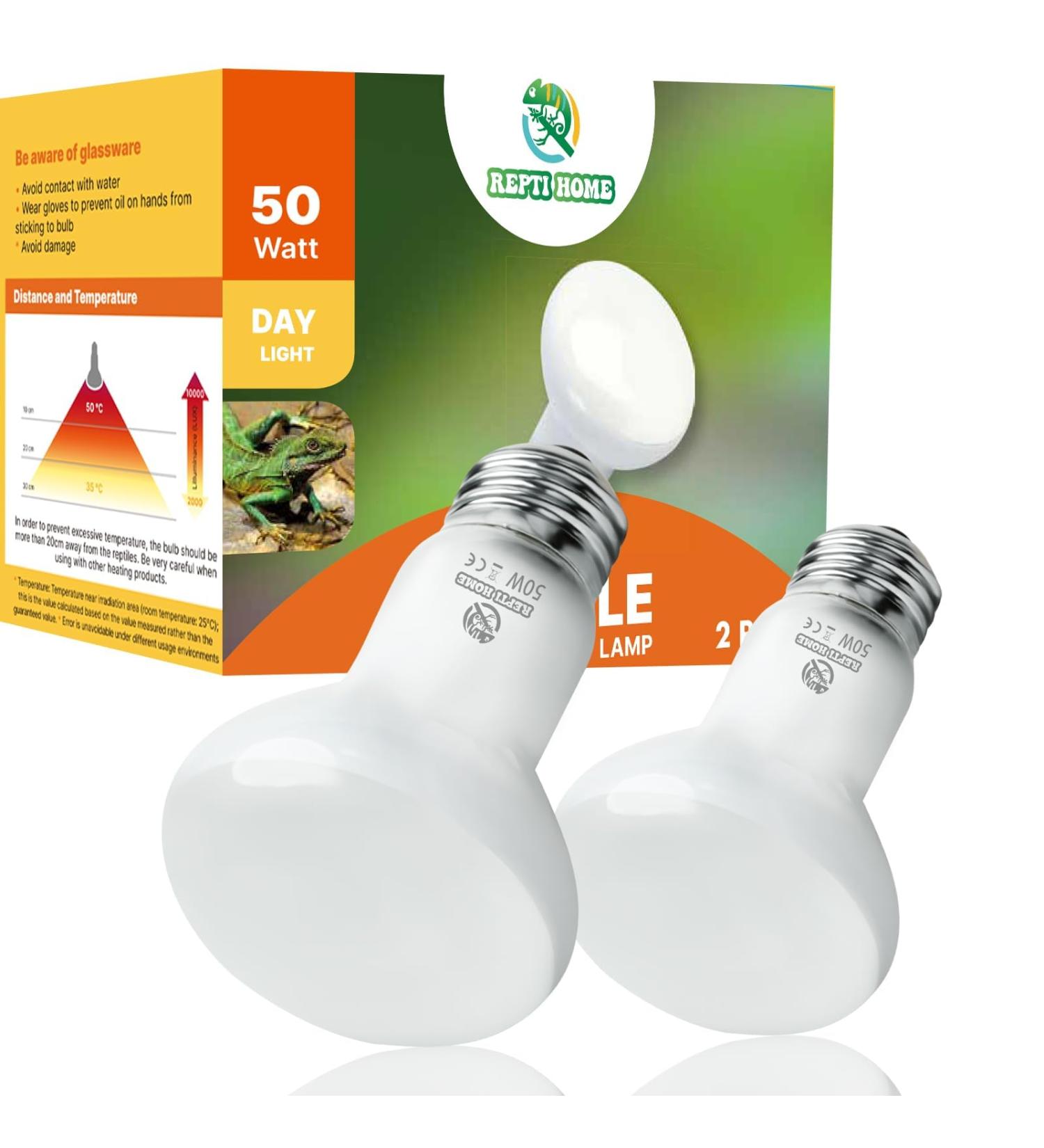 REPTI HOME Reptile Heat Lamp 2 Pack 50W Reptile Heat Lamp Bulbs Amphibian Terrarium Basking Spot Lamp for Reptile Bearded Dragon Lizard Turtle Snake - Buy Online on SooperMarket.com
