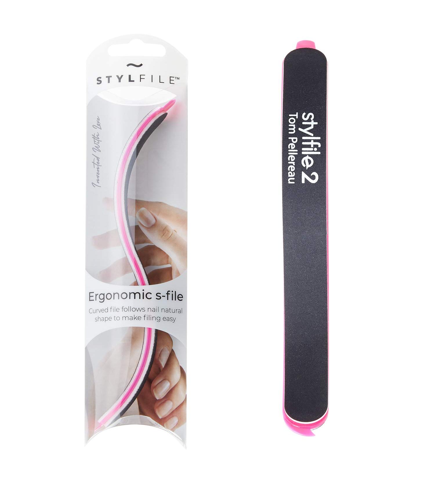 StylFile Curved Nail File with 240/400 Grit for Manicures - Professional 3-in-1 Emery Boards for Nails with Cuticle Pusher Under-Nail Skimmer - Premium Nail Products and Nail Essentials for Women 1 Count (Pack of 1) - Buy Online on SooperMarket.com