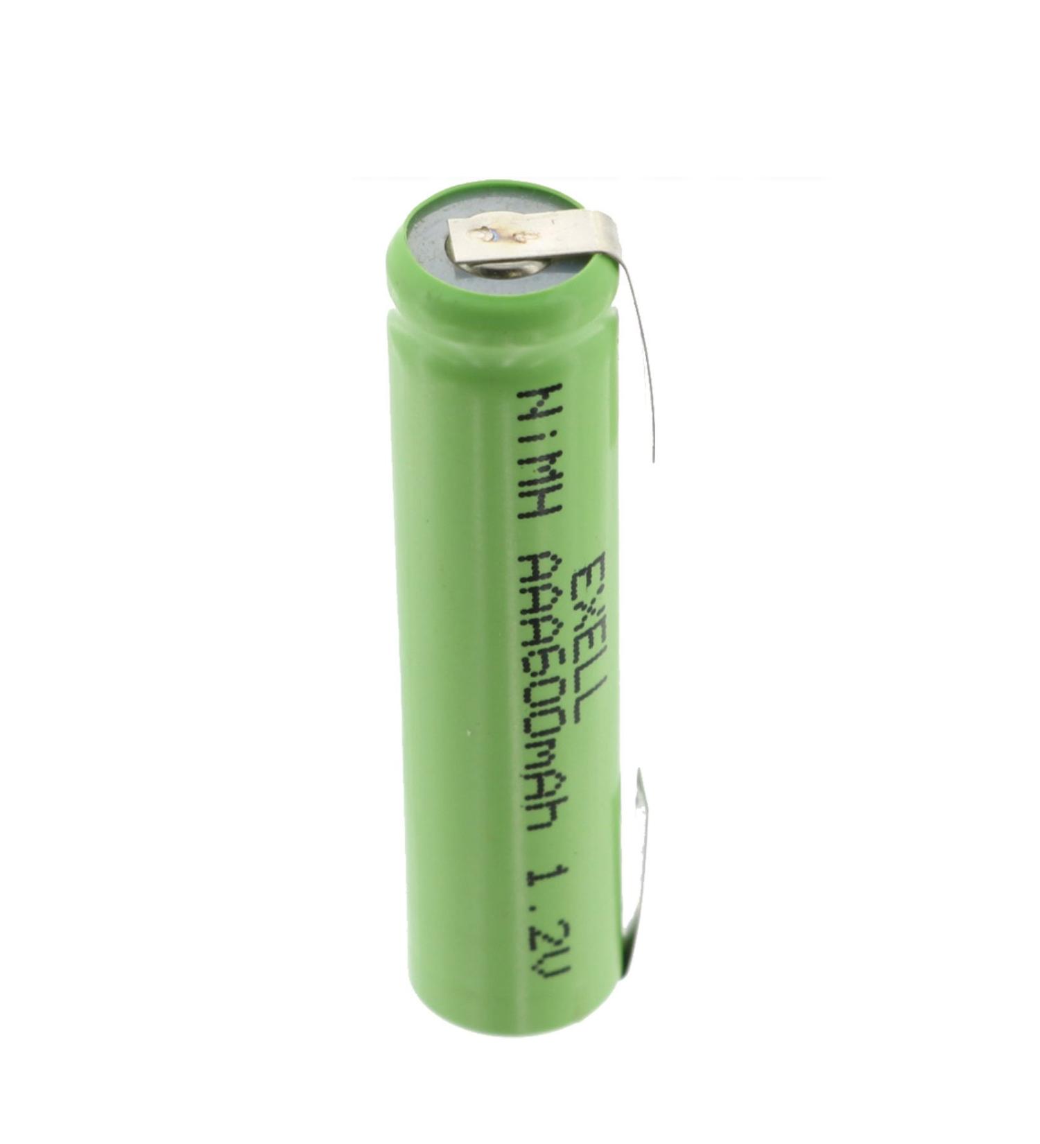 Exell 1.2V NIMH AAA 600mAh Rechargeable Battery w/Tabs for use with electric razors toothbrushes high power static applications (Telecoms UPS and Smart grid) electric tools electric mopeds