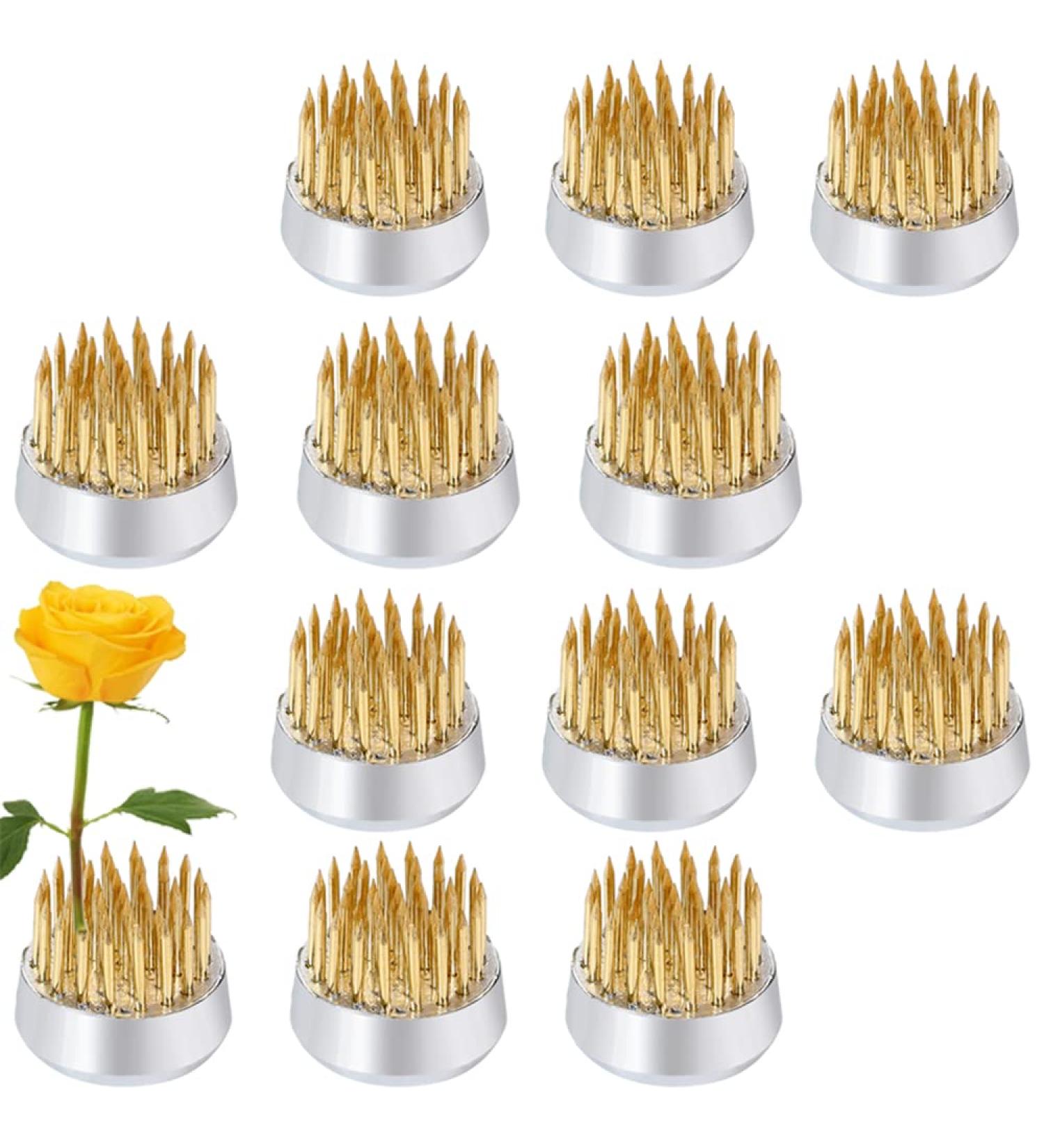 12PCS Round Flower Frog Japanese Floral Pin Arrangement Tools - Gold - Buy Online on SooperMarket.com