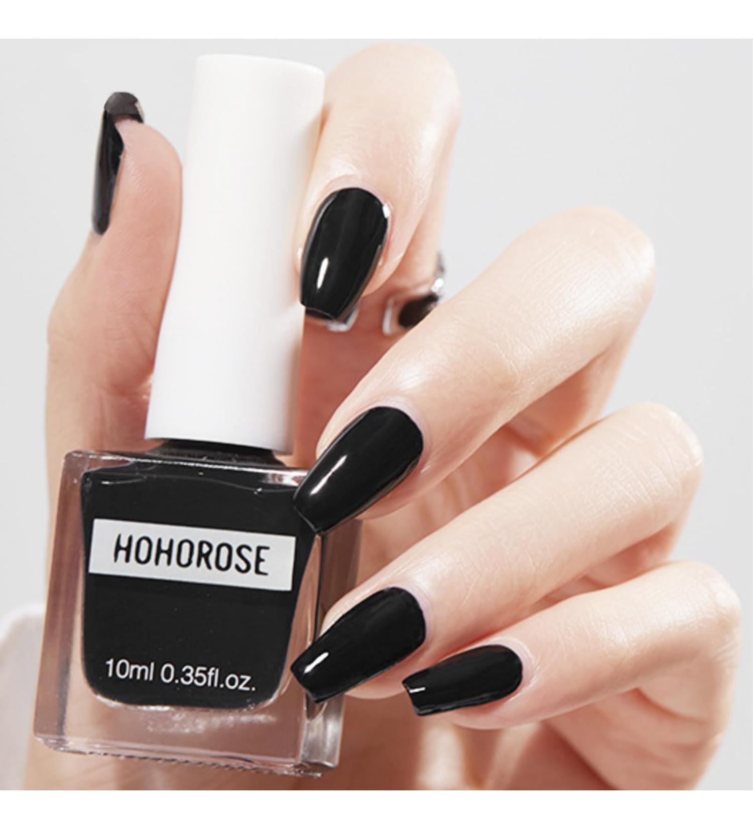 Black Nail Polish Nail Varnish Quick Dry Long Lasting Nail Polish Water Based Formula Non-toxic No Need Baking Nail Varnish for Women Girls DIY Nail Art Manicure at Home - Buy Online on SooperMarket.com