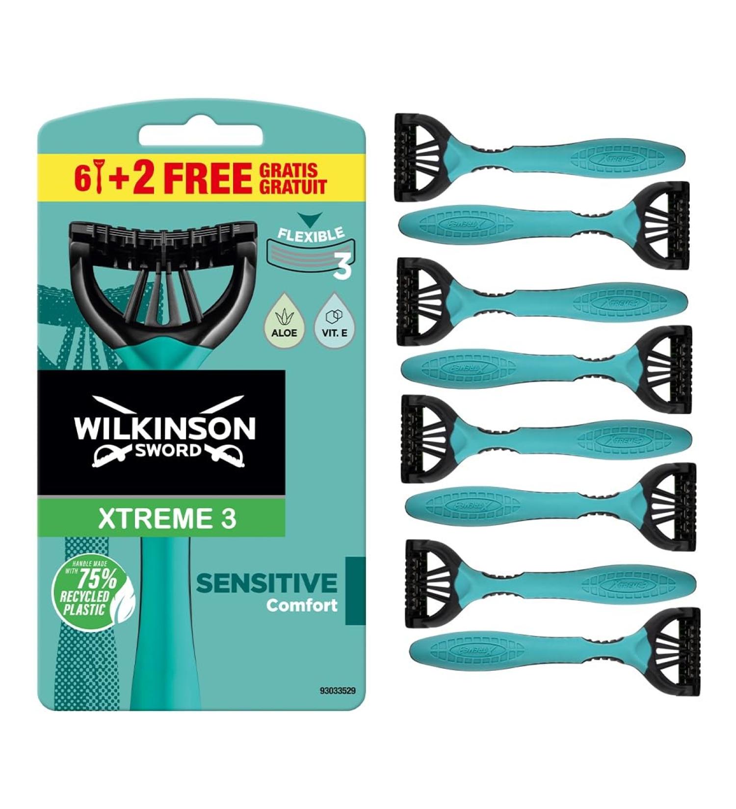 Wilkinson Sword Xtreme 3 Sensitive Disposable Razors for Men - 6 Pieces (4+2 Pack) - Buy Online for International Shipping - Buy Online on SooperMarket.com