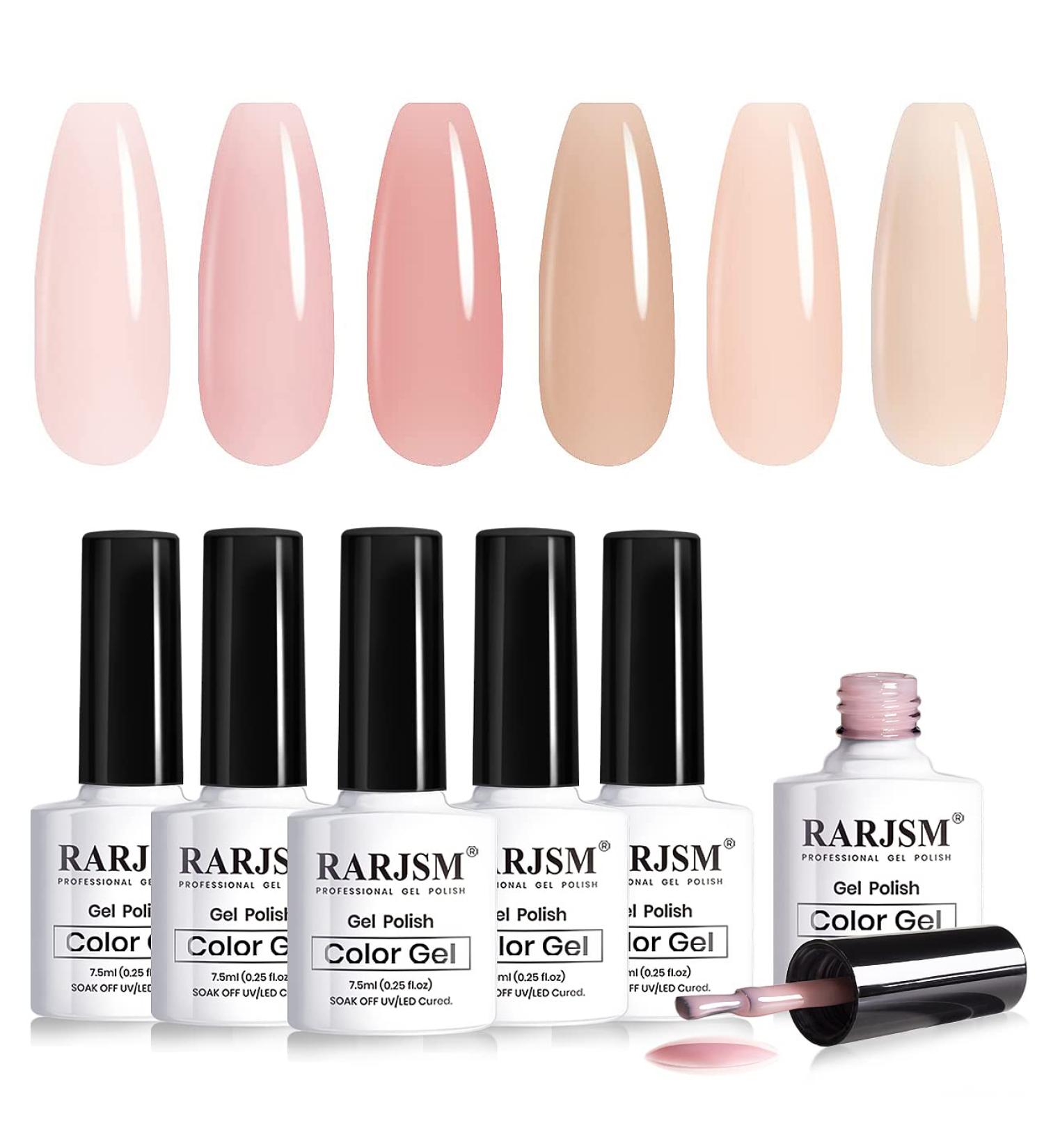 RARJSM Icy Jelly Gel Nail Polish Set of 6 Translucent Colors Sheer Rose Nude Tone Gel Polish LED UV Gel Clear Milky Light Pink Red Brown French Manicure Curing Requires 7.5ml DIY Home Nail Salon Icy Jelly Set - Buy Online on SooperMarket.com