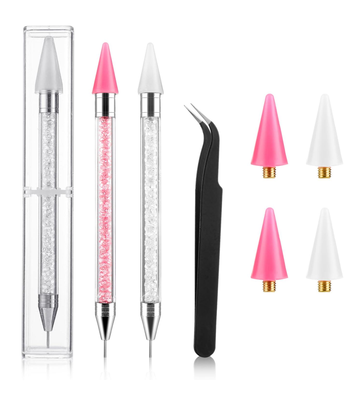 WLLHYF Rhinestone Picker Dotting Pen 7 Pcs Acrylic Crystal Rhinestones Applicator Wax Head Tip Pencil Picker Dotting Pen DIY Nail Art Decoration Tool for Nails - Buy Online on SooperMarket.com