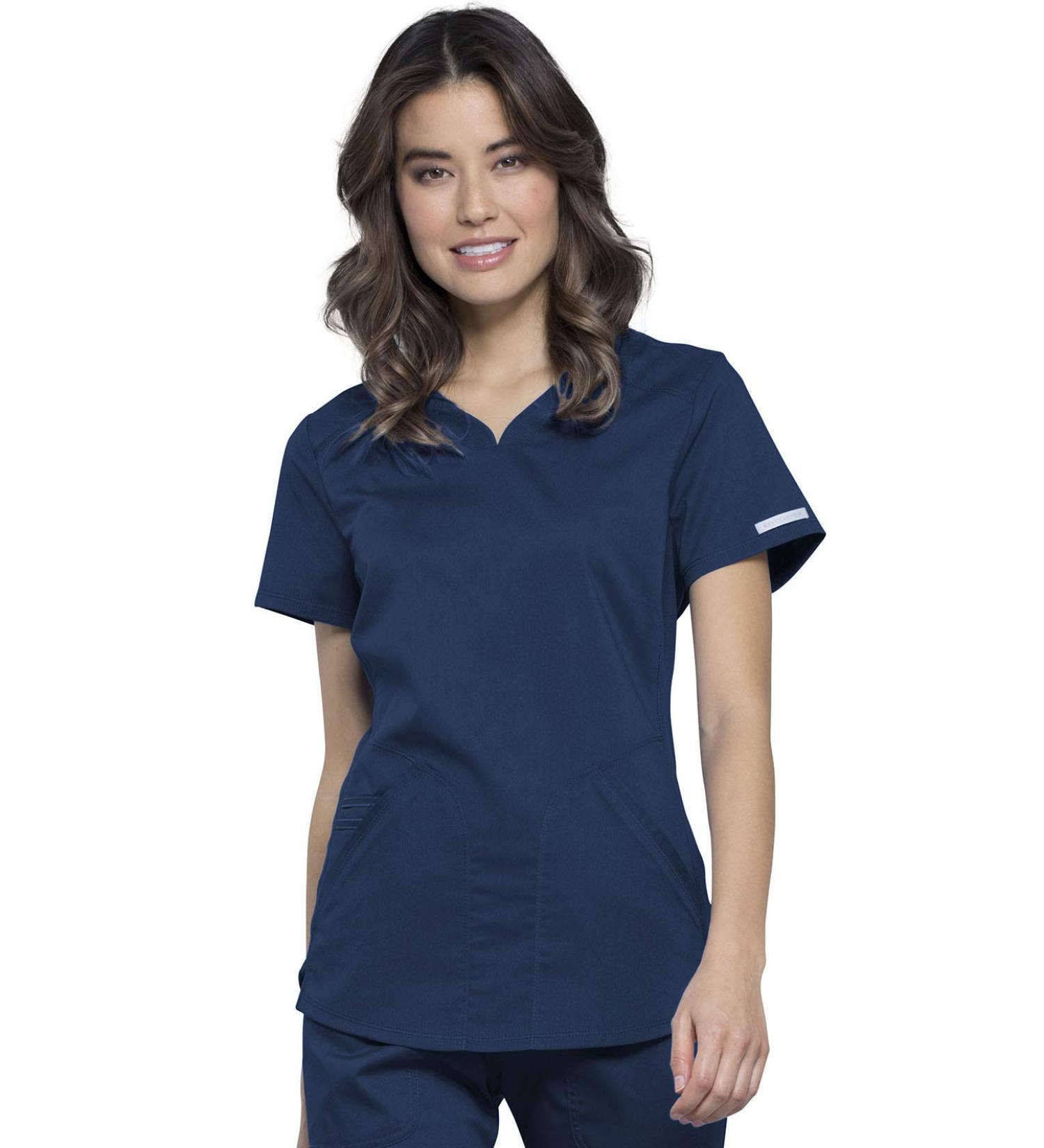 Cherokee Women's V-Neck Scrubs Top | Shirttail Hem | XL | Navy WW601 - Buy Online on SooperMarket.com