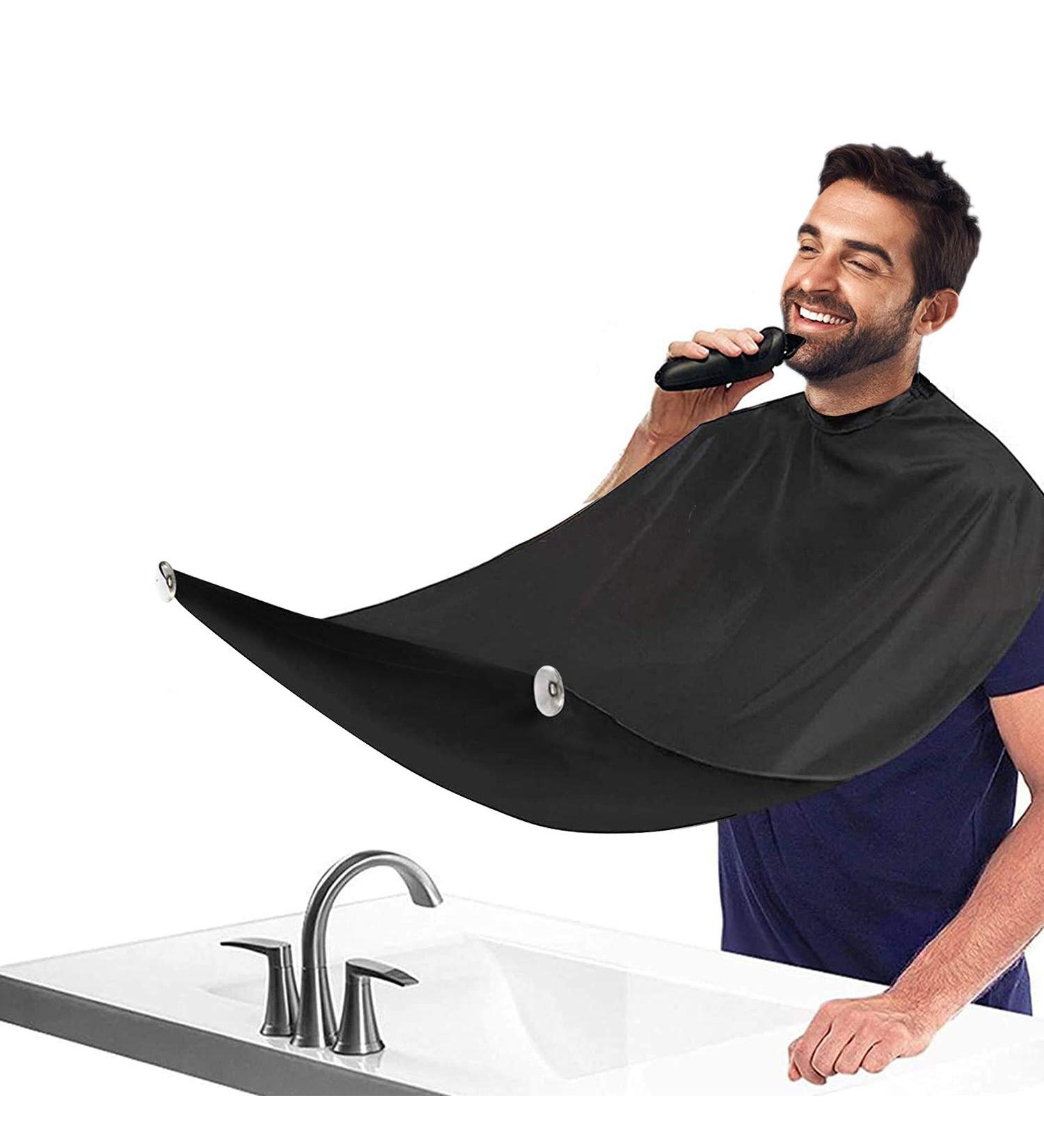 Beard Apron Set for Men - Waterproof Hair Catcher Bib for Shaving & Trimming - Grooming Cloth with Suction Cups - Buy Online on SooperMarket.com