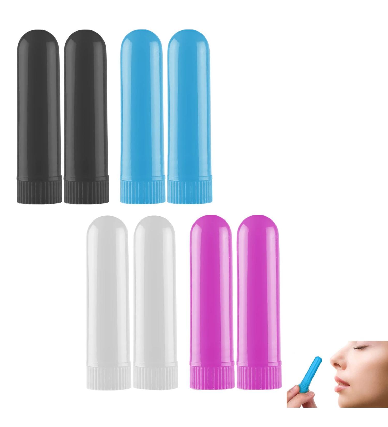 DHWEKU 8 Pieces Nasal Inhaler Tube for Essential Oil Reusable with 8 Pieces of Cotton Wicks Refillable Good Hygroscopicity (4 Colours) - Buy Online on SooperMarket.com