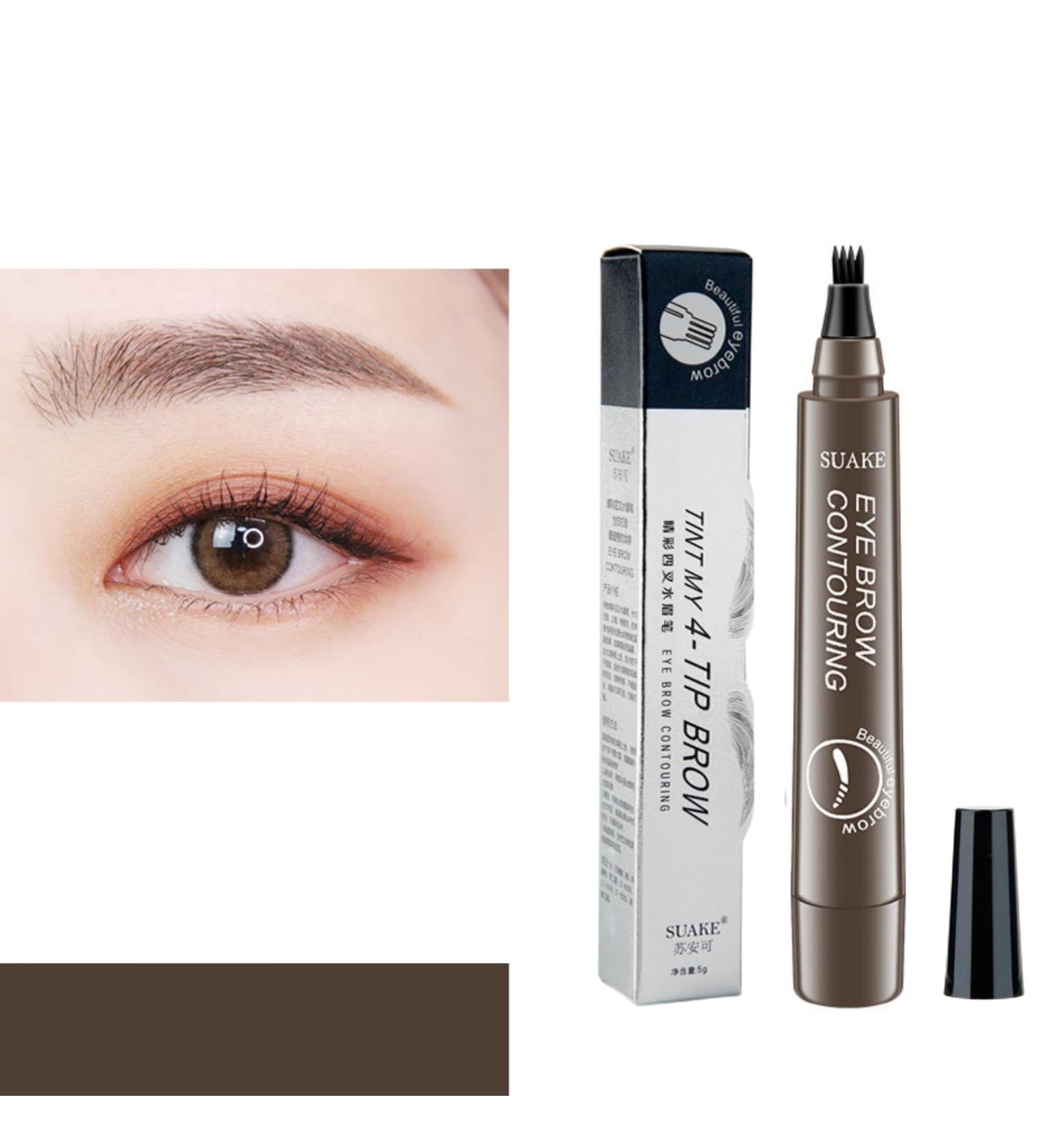 Long-Lasting Waterproof Eyebrow Microblading Pen | Grayish Brown | 4 Point Brow Pen for Natural, Smudge-proof Eye Makeup - Buy Online on SooperMarket.com