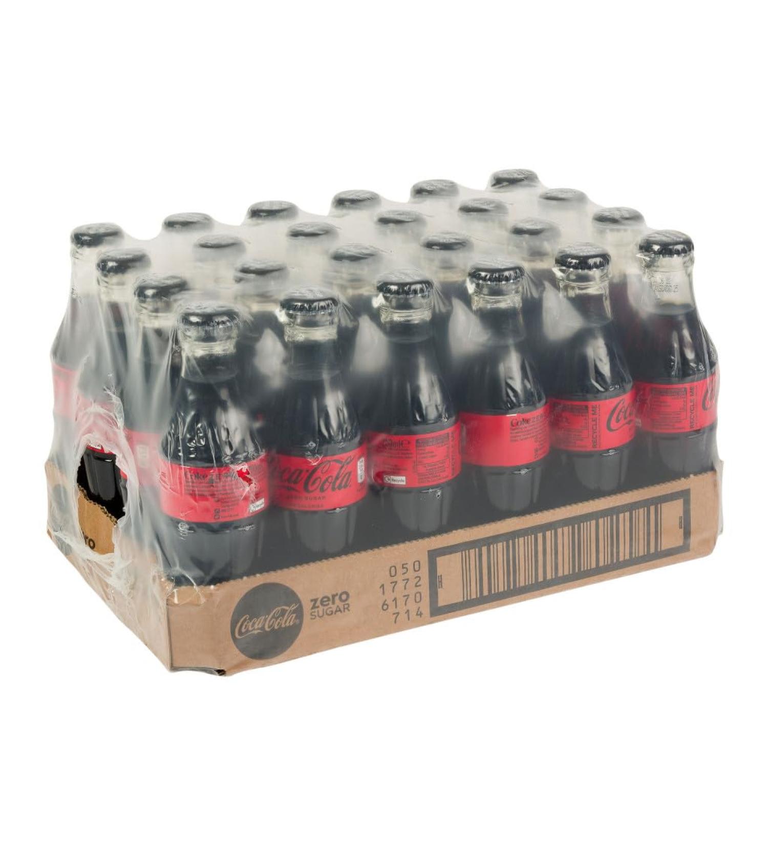 Coke Zero Glass Contour Bottles 200ml NRB Refreshing Taste With No Sugar (12 Bottles x 200ml) Cola 12 Bottles x 200ml