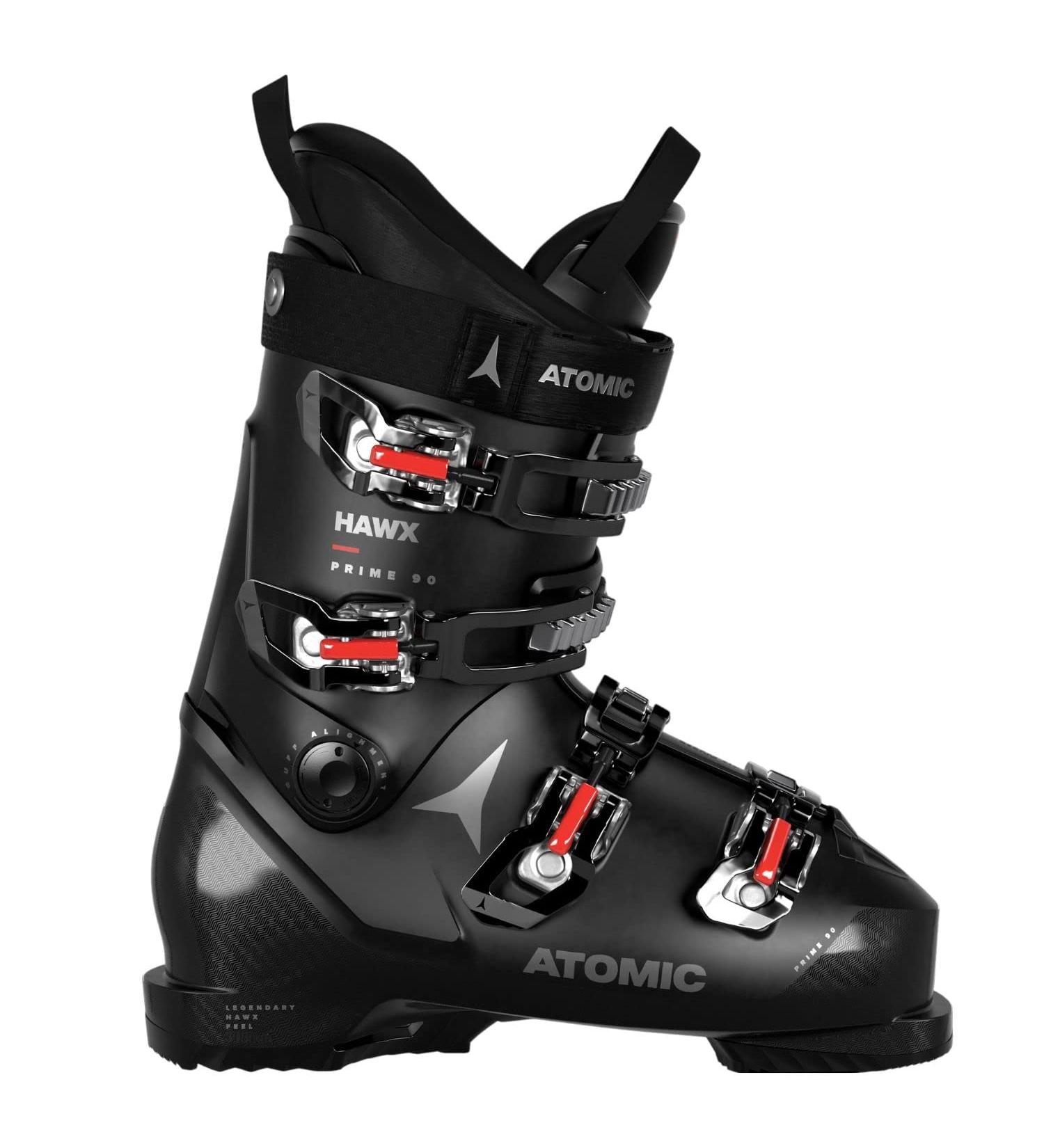 Atomic Hawx Prime 90 Ski Boots - Black Alpine Boot with 3D Ankle & Heel | Medium-Wide Fit for Advanced Skiers (27/27.5) - Buy Online on SooperMarket.com