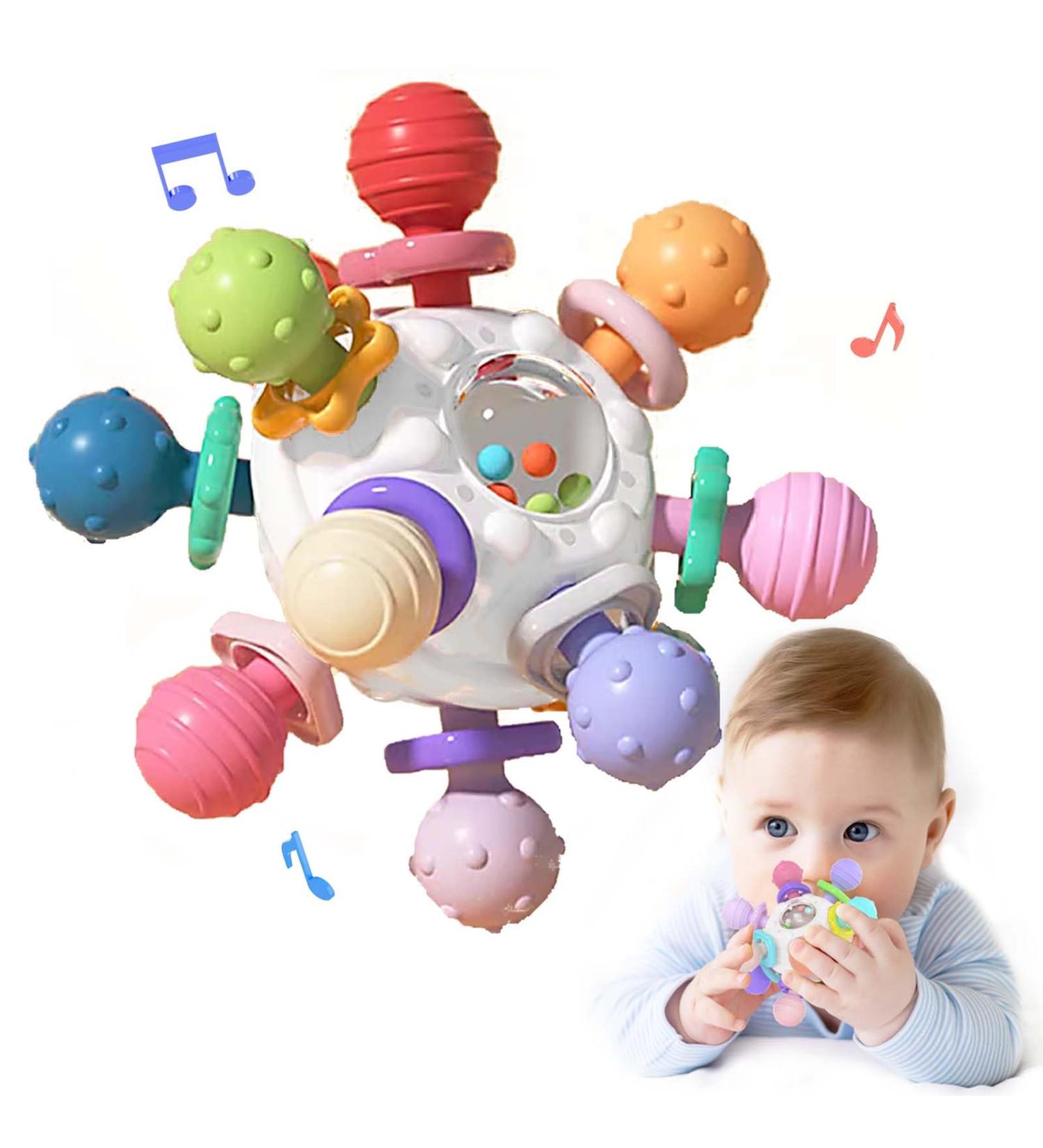 Shop Fixed Toys for Babies 0-9 Months | Silicone Rattle Gripping Ball | Montessori Motor Skills Development - Buy Online on SooperMarket.com