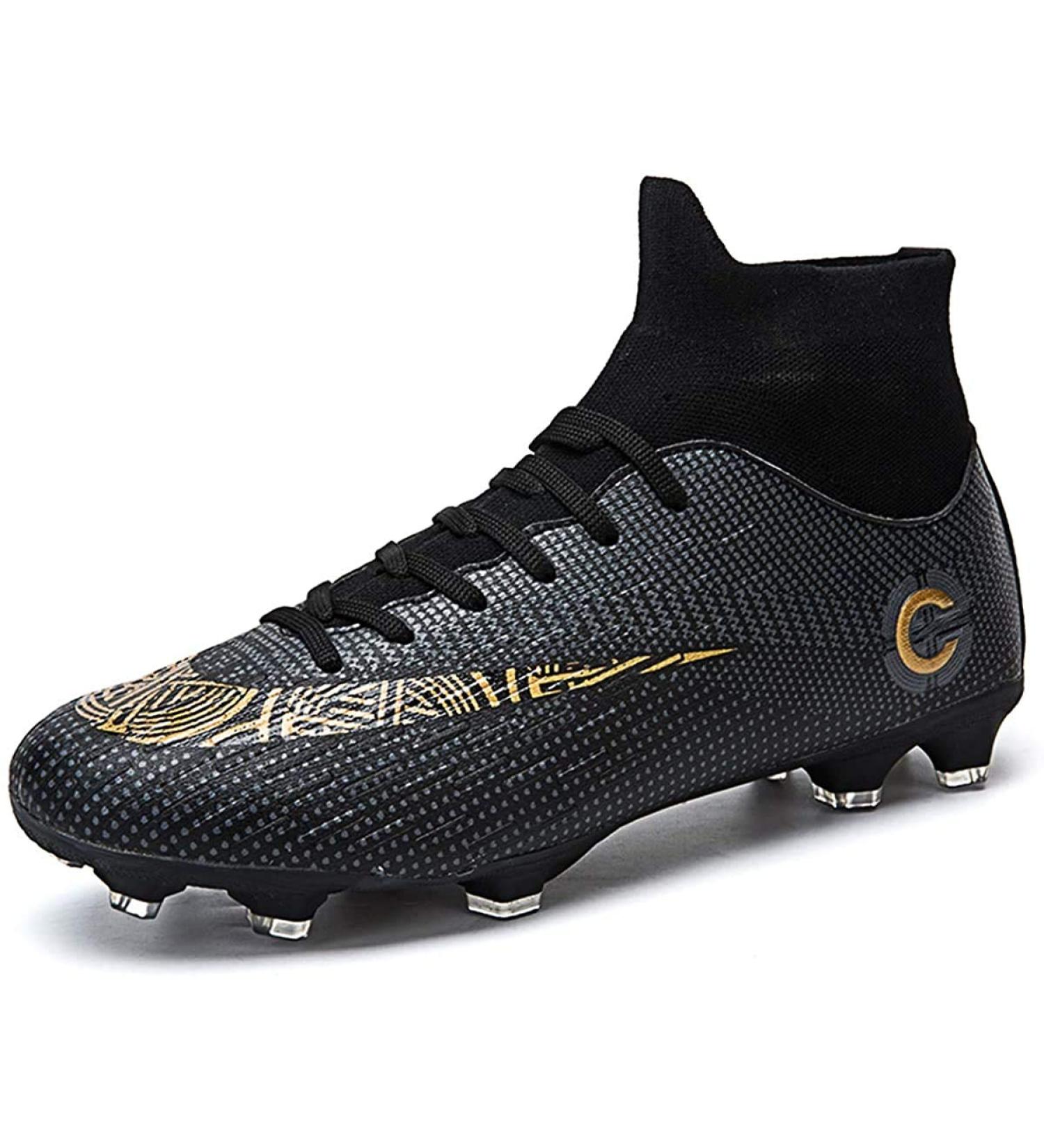 WLY Men's Soccer Boots FG Cleats 9.5 Black - Hightop Athletic Shoes for Competition/Training - Buy Online on SooperMarket.com