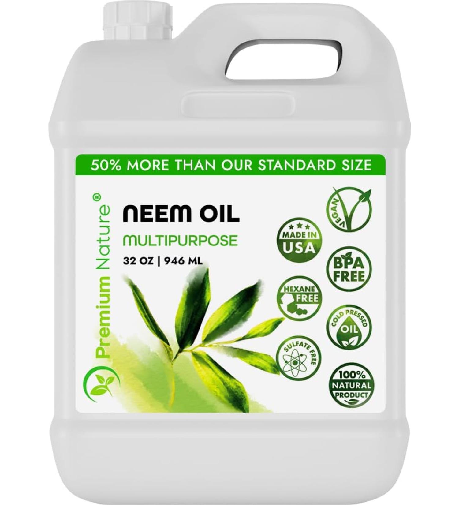Premium Nature Organic Neem Oil For Skin - Natural - 32 Oz. - Buy Online on SooperMarket.com