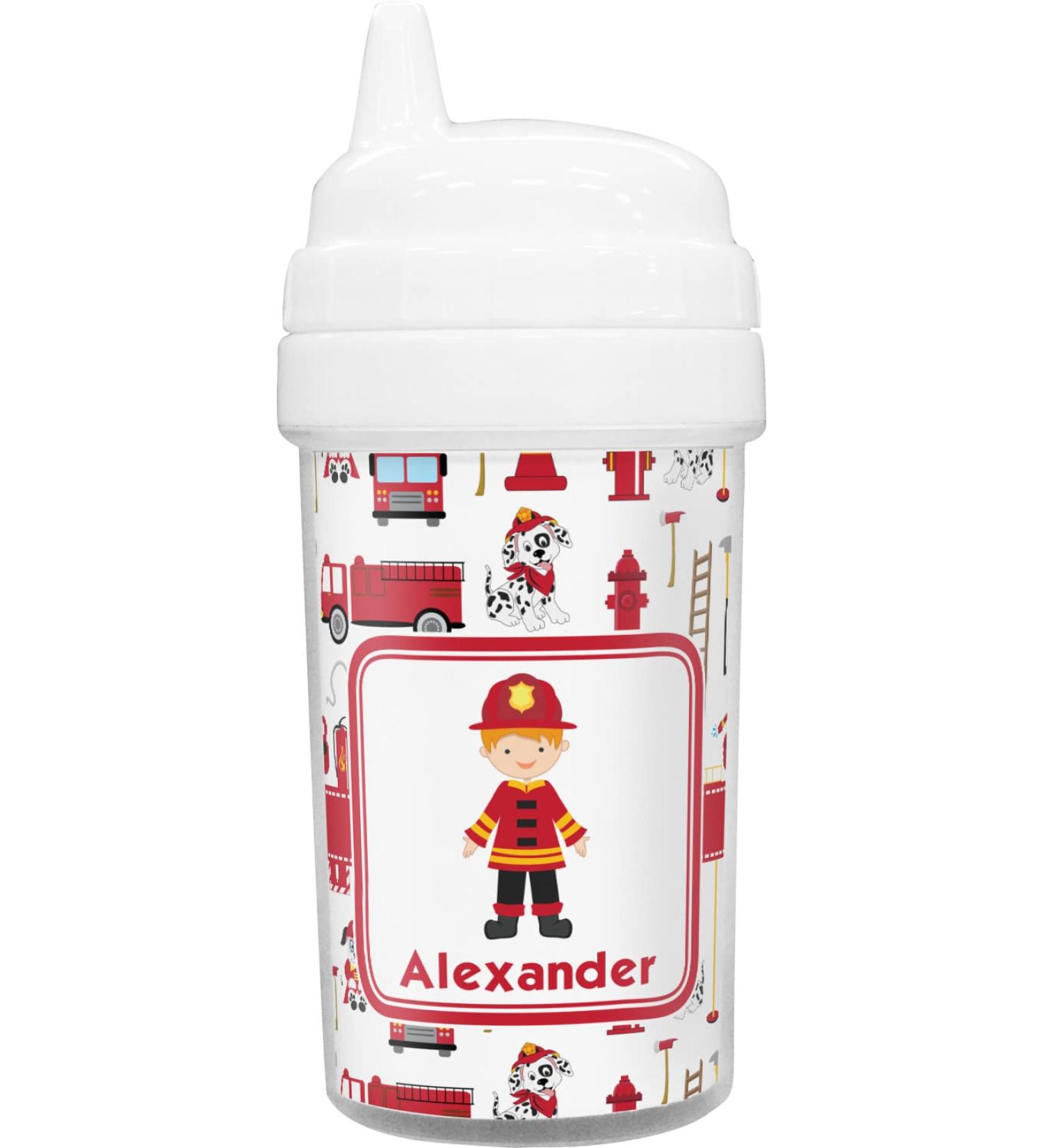 Personalized Firefighter Toddler Sippy Cup - Customizable Kids Drinkware - Buy Online on SooperMarket.com